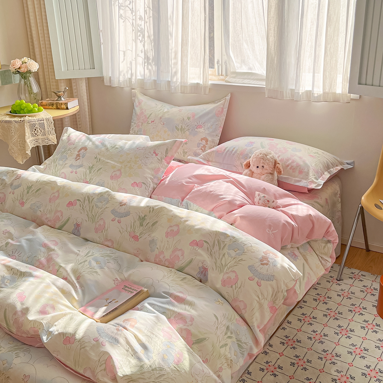 91家纺网 家纺一手货源 找家纺 花梦欣 2026新款全棉纯棉印花单品系列花卉款单被套被套单品单被套 花丛甜崽