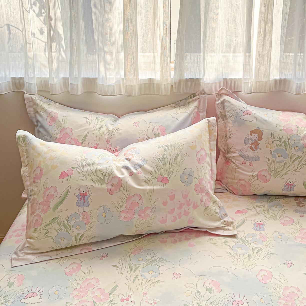 91家纺网 家纺一手货源 找家纺 花梦欣 2026新款全棉纯棉印花单品系列花卉款单被套被套单品单被套 花丛甜崽