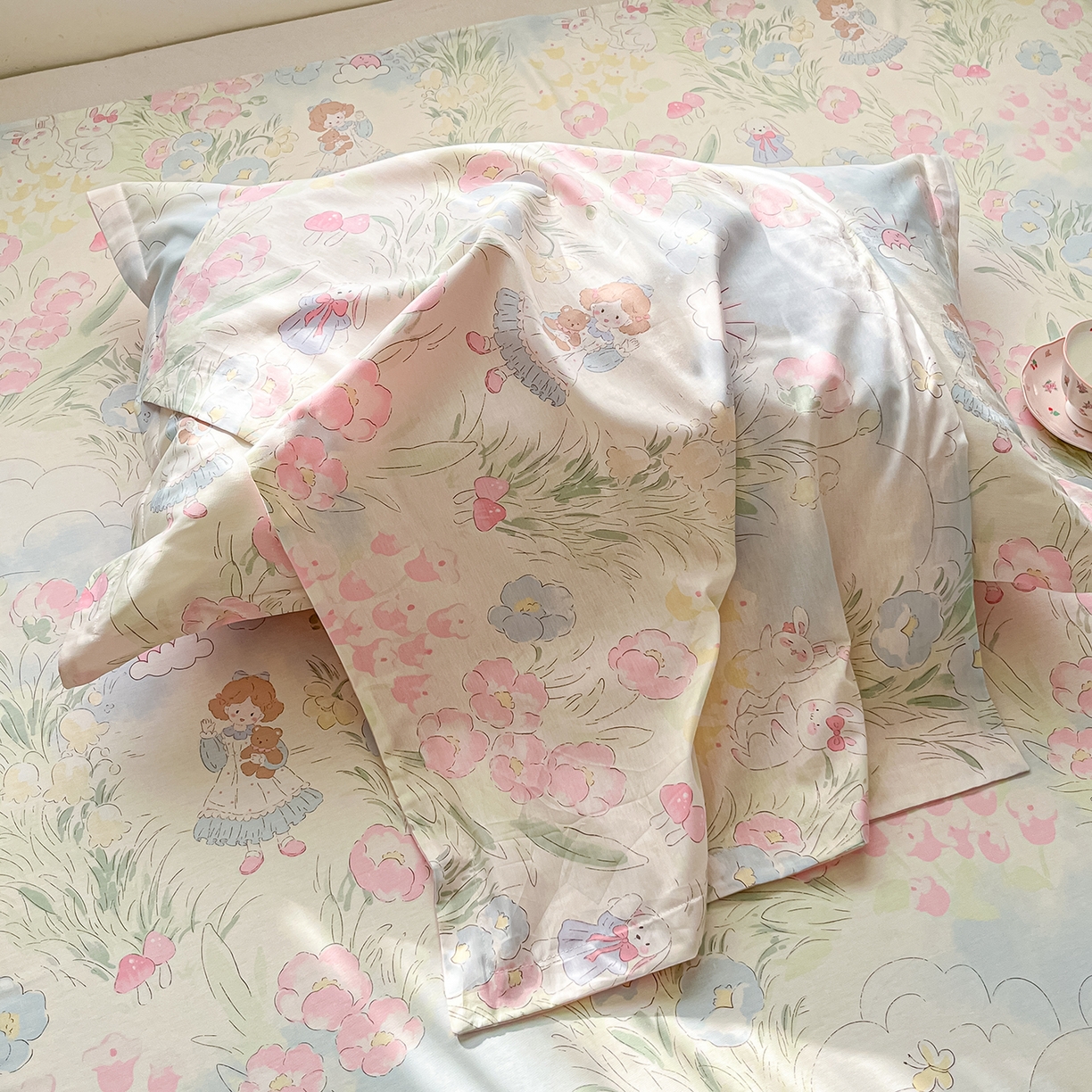 91家纺网 家纺一手货源 找家纺 花梦欣 2026新款全棉纯棉印花单品系列花卉款单被套被套单品单被套 花丛甜崽