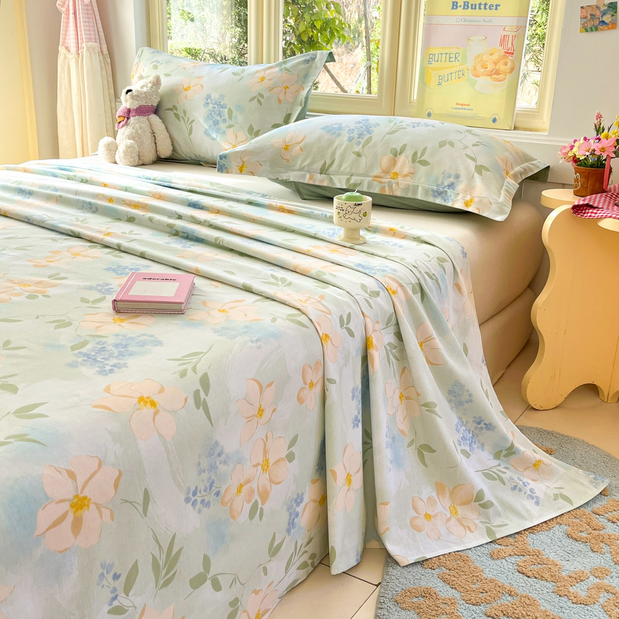 91家纺网 家纺一手货源 找家纺 莱通家纺 2026春夏新款全棉12868印花四件套单品系列-单床单 风的颜色