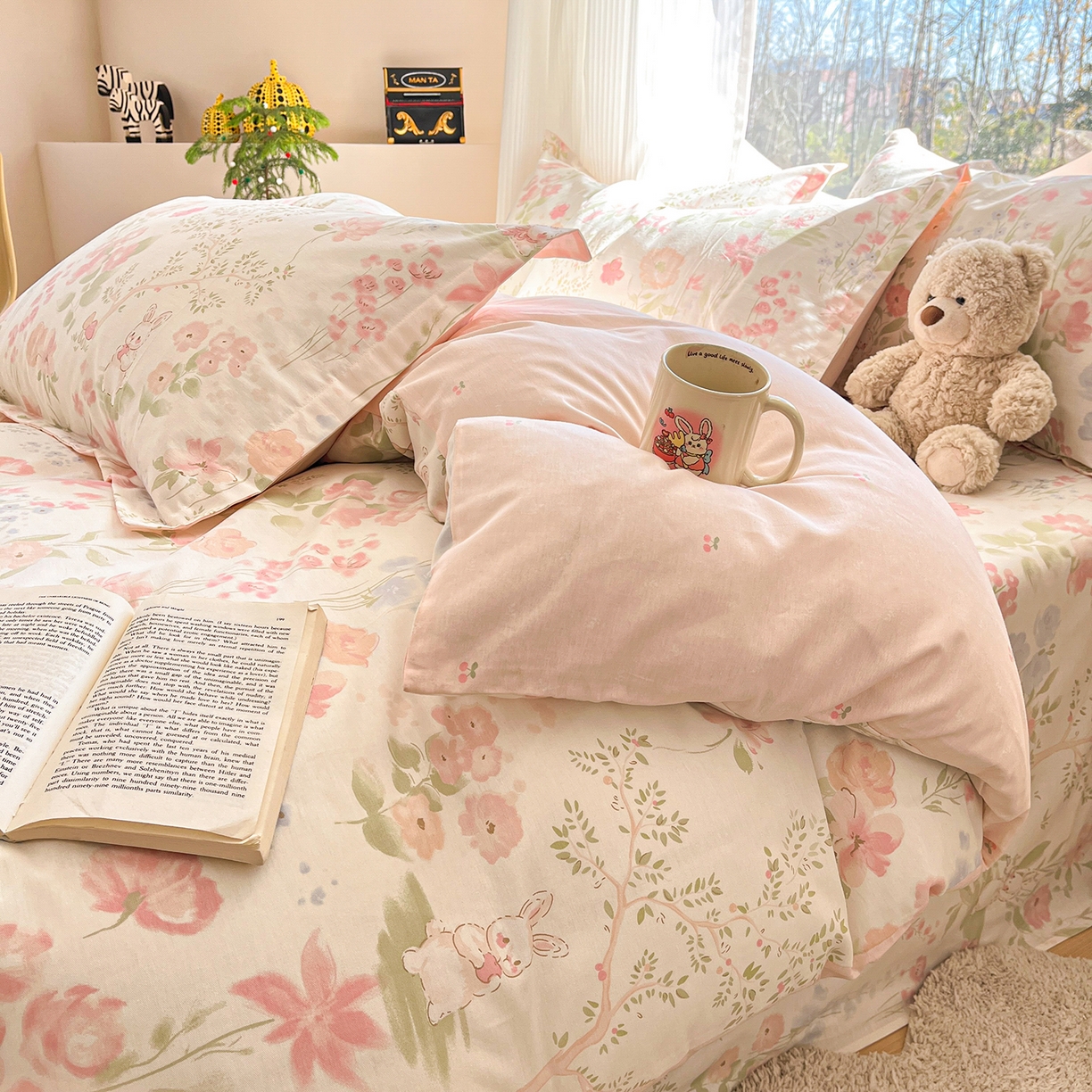 91家纺网 家纺一手货源 找家纺 花梦欣 2026新款全棉纯棉印花单品系列花卉款单被套被套单品单被套 花仙兔兔