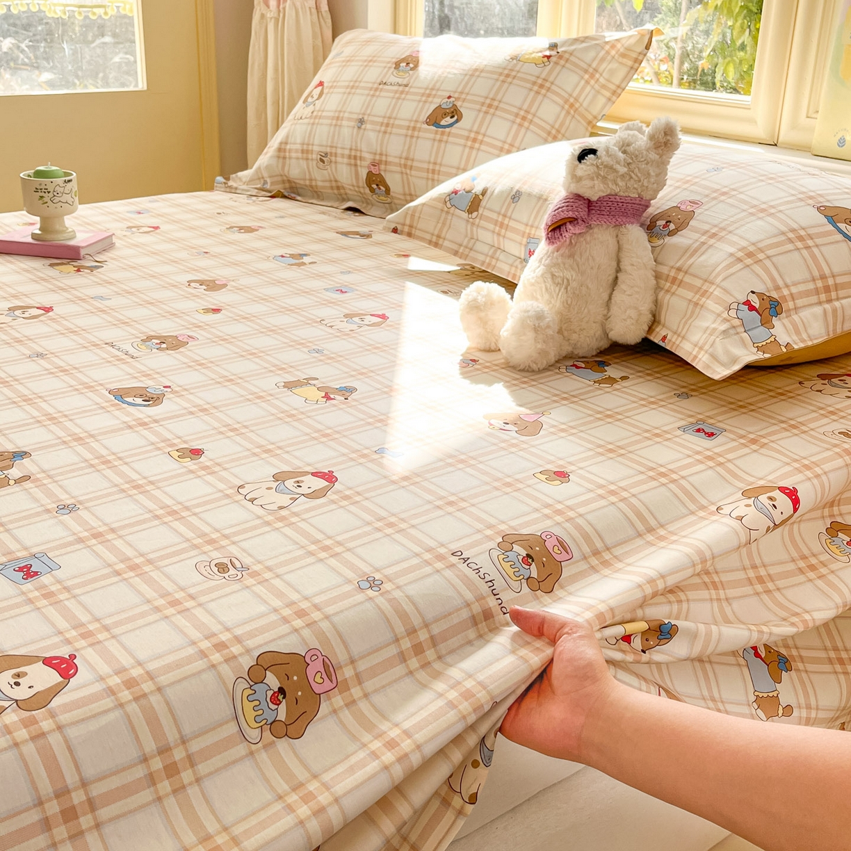 91家纺网 家纺一手货源 找家纺 莱通家纺 2026春夏新款全棉12868印花四件套单品系列-单床单 柯基小屋