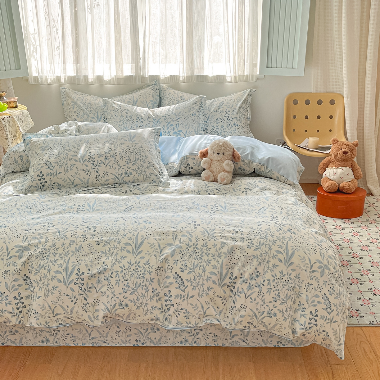 91家纺网 家纺一手货源 找家纺 花梦欣 2026新款全棉纯棉印花单品系列花卉款单被套被套单品单被套 蓝沫