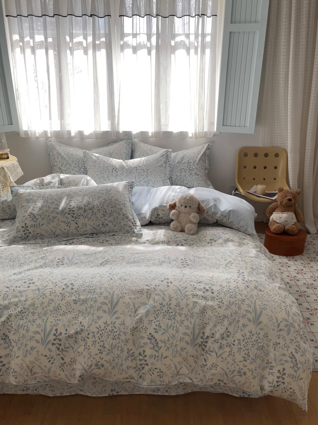 91家纺网 家纺一手货源 找家纺 花梦欣 2026新款全棉纯棉印花单品系列花卉款单被套被套单品单被套 蓝沫