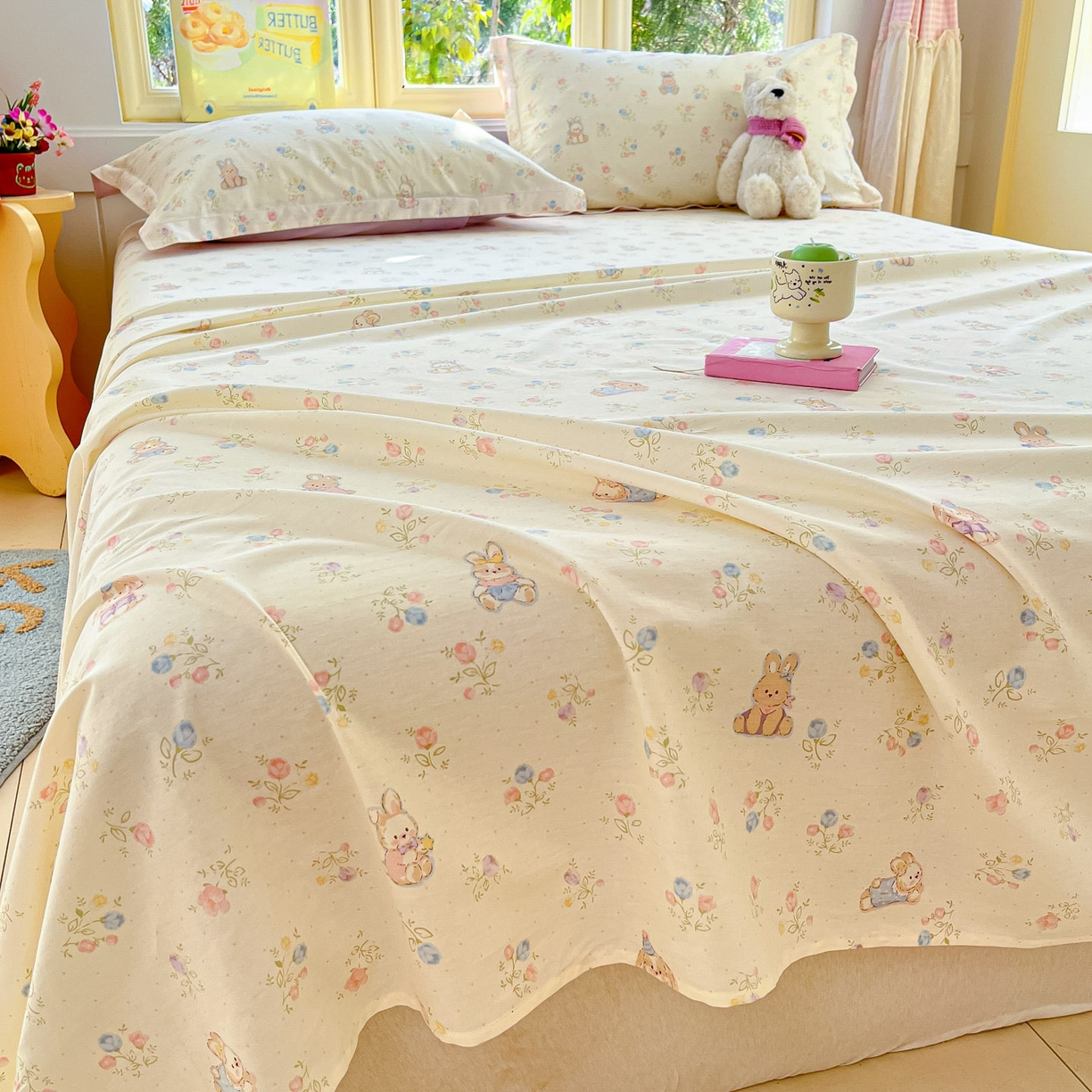 91家纺网 家纺一手货源 找家纺 莱通家纺 2026春夏新款全棉12868印花四件套单品系列-单床单 浪花轻歌