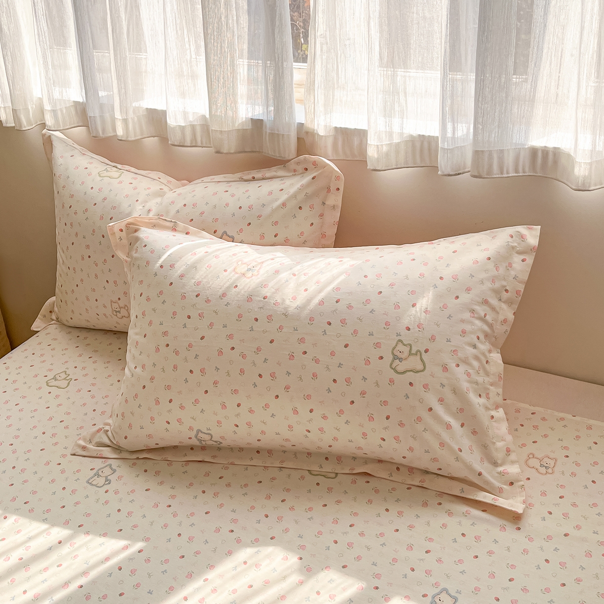 91家纺网 家纺一手货源 找家纺 花梦欣 2026新款全棉纯棉印花单品系列花卉款单被套被套单品单被套 玫瑰小狗