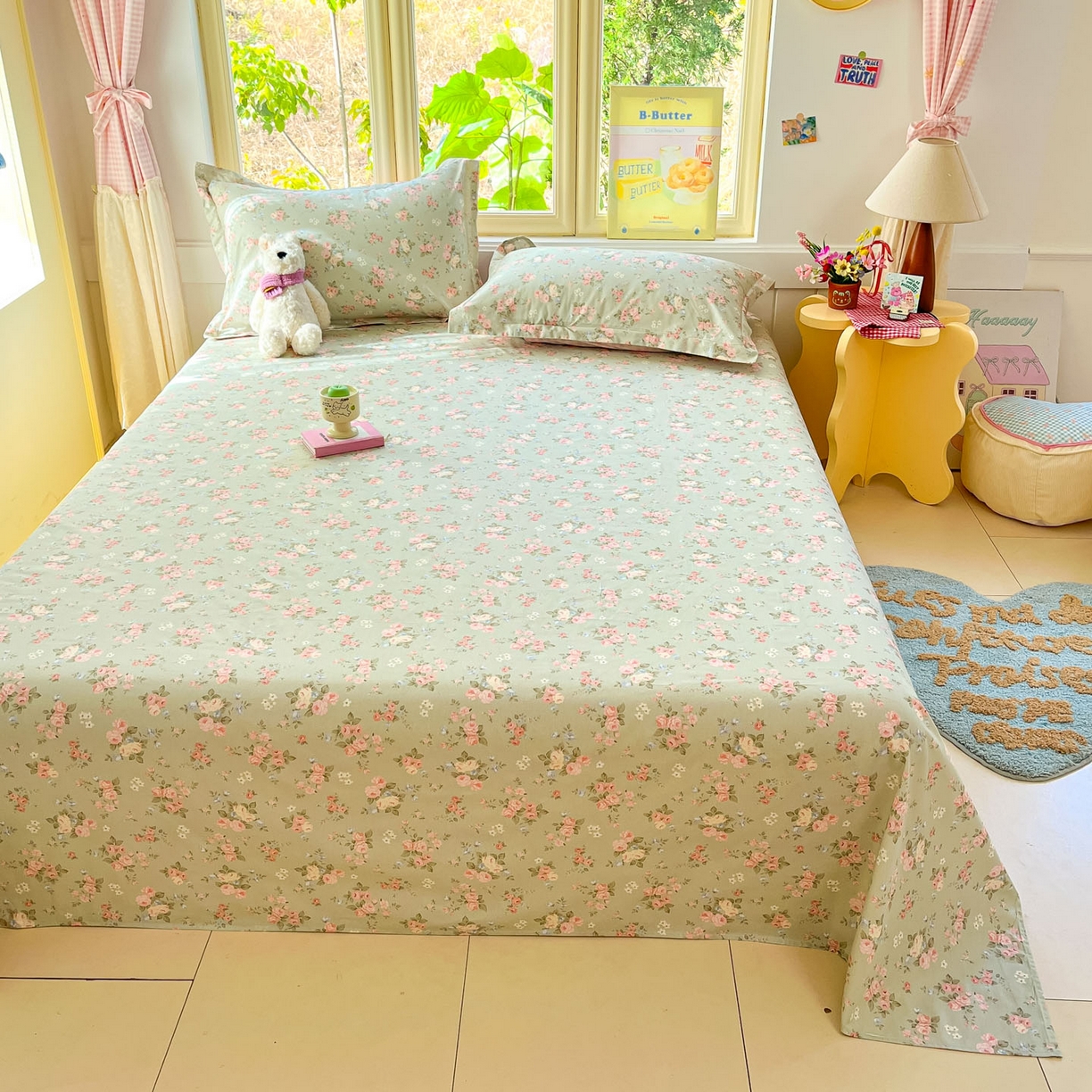 91家纺网 家纺一手货源 找家纺 莱通家纺 2026春夏新款全棉12868印花四件套单品系列-单床单 璃光浅梦