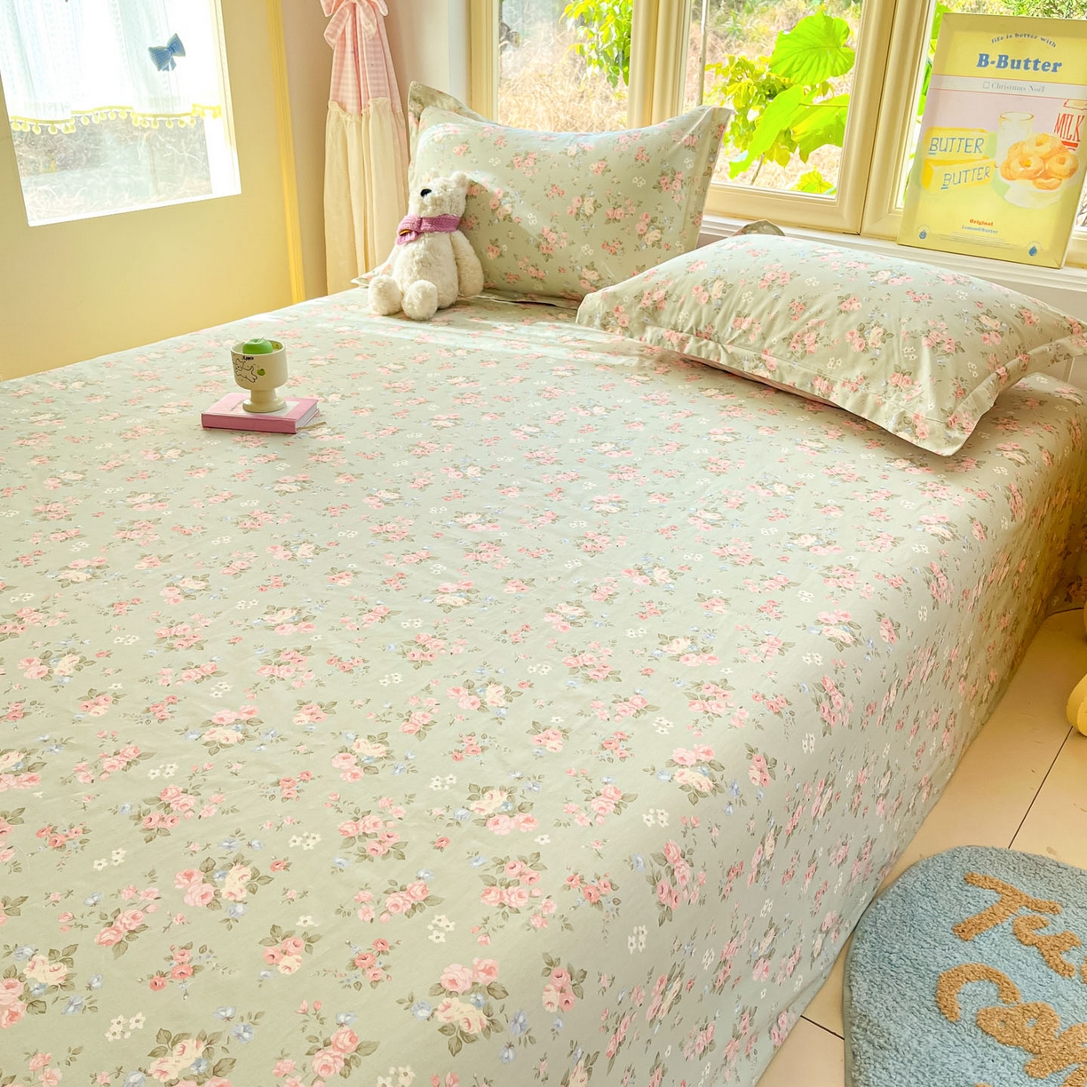 91家纺网 家纺一手货源 找家纺 莱通家纺 2026春夏新款全棉12868印花四件套单品系列-单床单 璃光浅梦