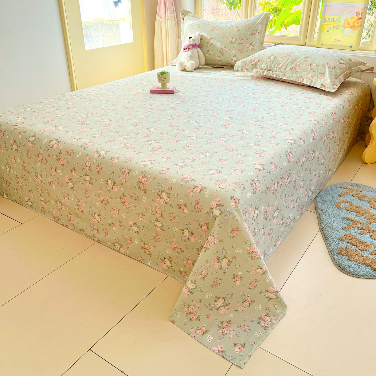 91家纺网 家纺一手货源 找家纺 莱通家纺 2026春夏新款全棉12868印花四件套单品系列-单床单 璃光浅梦