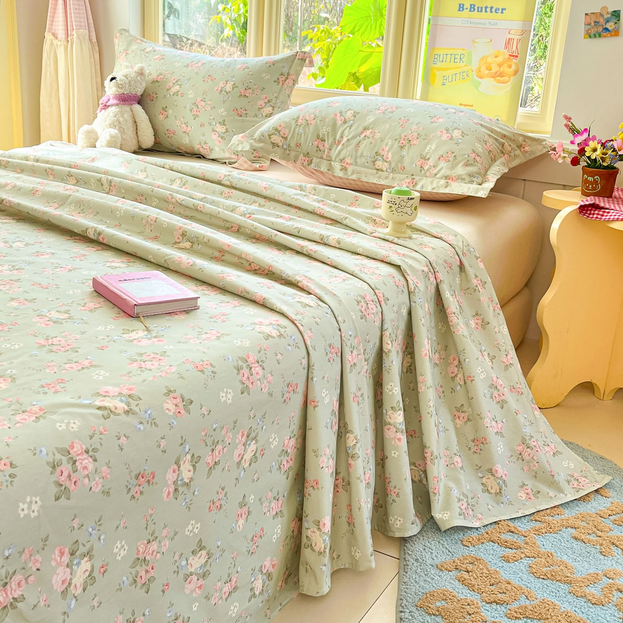 91家纺网 家纺一手货源 找家纺 莱通家纺 2026春夏新款全棉12868印花四件套单品系列-单床单 璃光浅梦