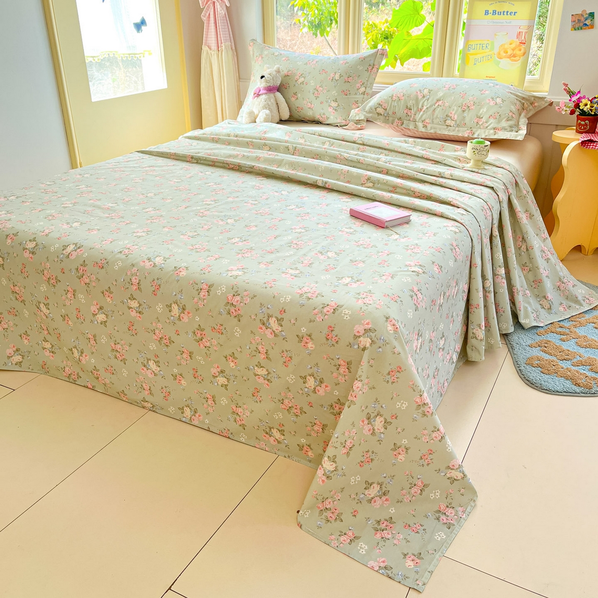 91家纺网 家纺一手货源 找家纺 莱通家纺 2026春夏新款全棉12868印花四件套单品系列-单床单 璃光浅梦