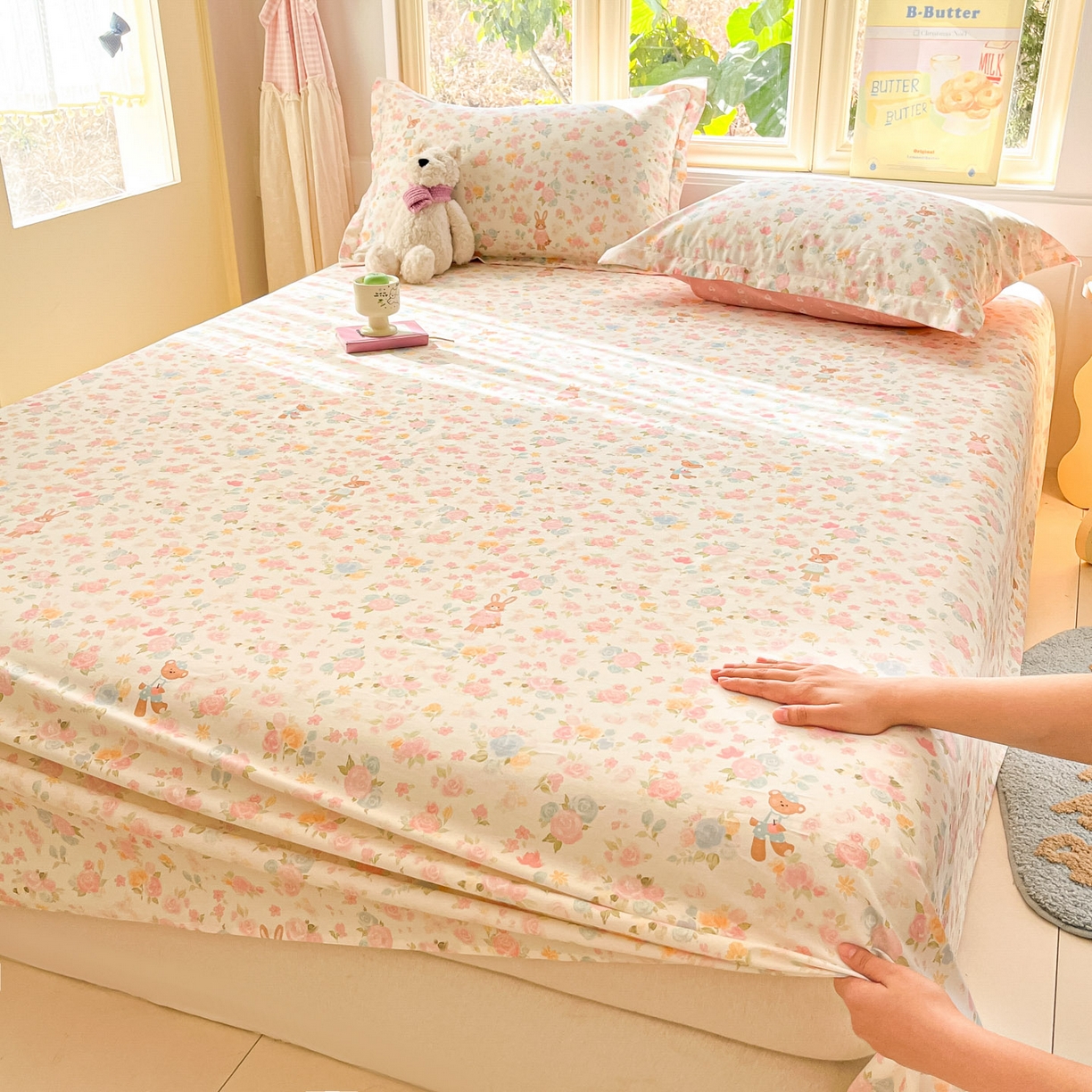 莱通家纺 2026春夏新款全棉12868印花四件套单品系列-单床单 梦露乐园