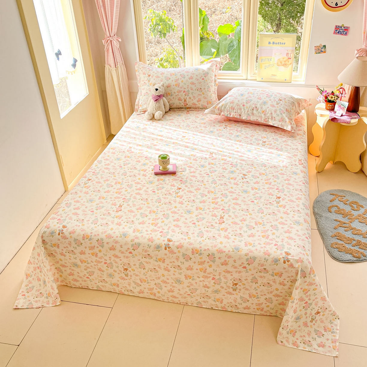 91家纺网 家纺一手货源 找家纺 莱通家纺 2026春夏新款全棉12868印花四件套单品系列-单床单 梦露乐园