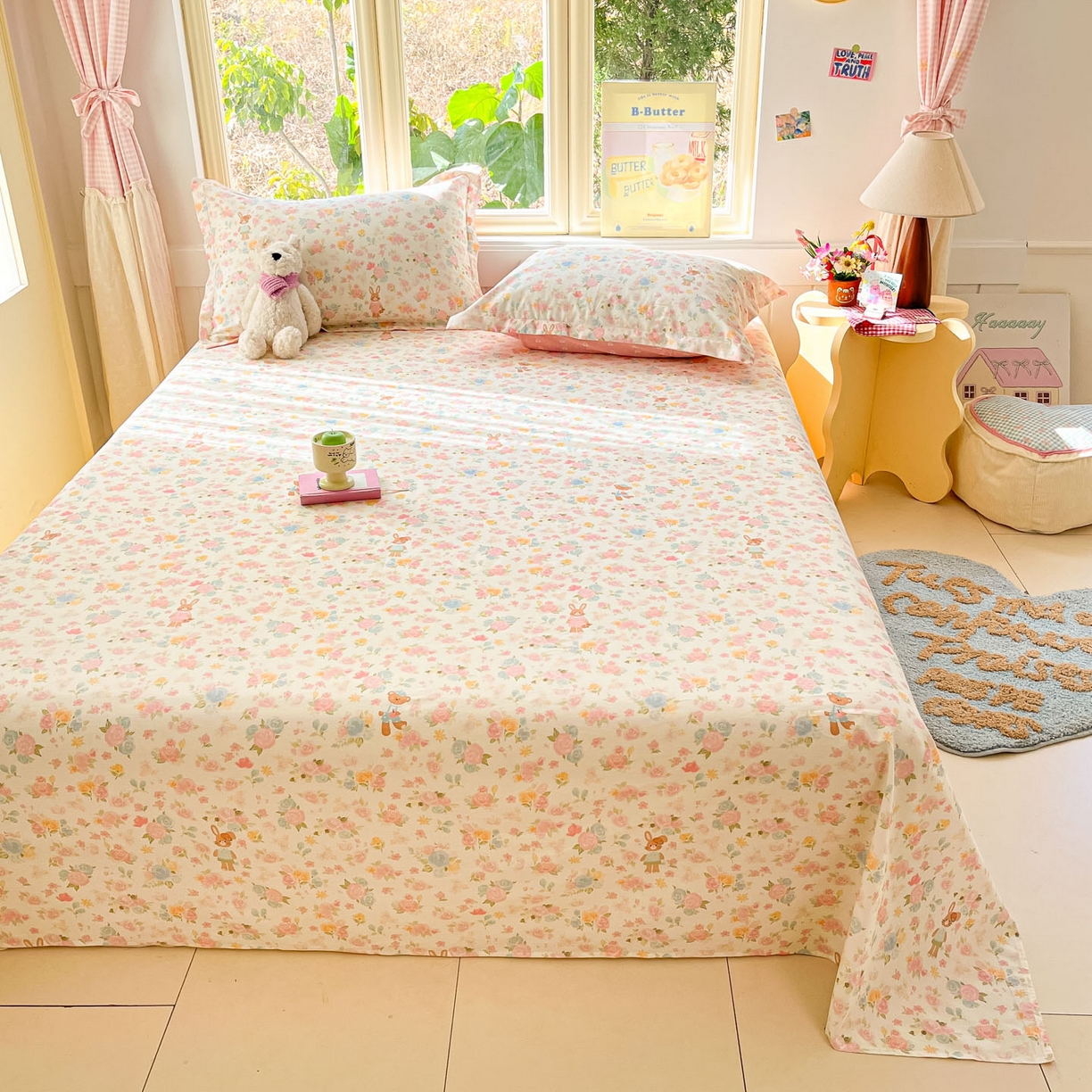 91家纺网 家纺一手货源 找家纺 莱通家纺 2026春夏新款全棉12868印花四件套单品系列-单床单 梦露乐园