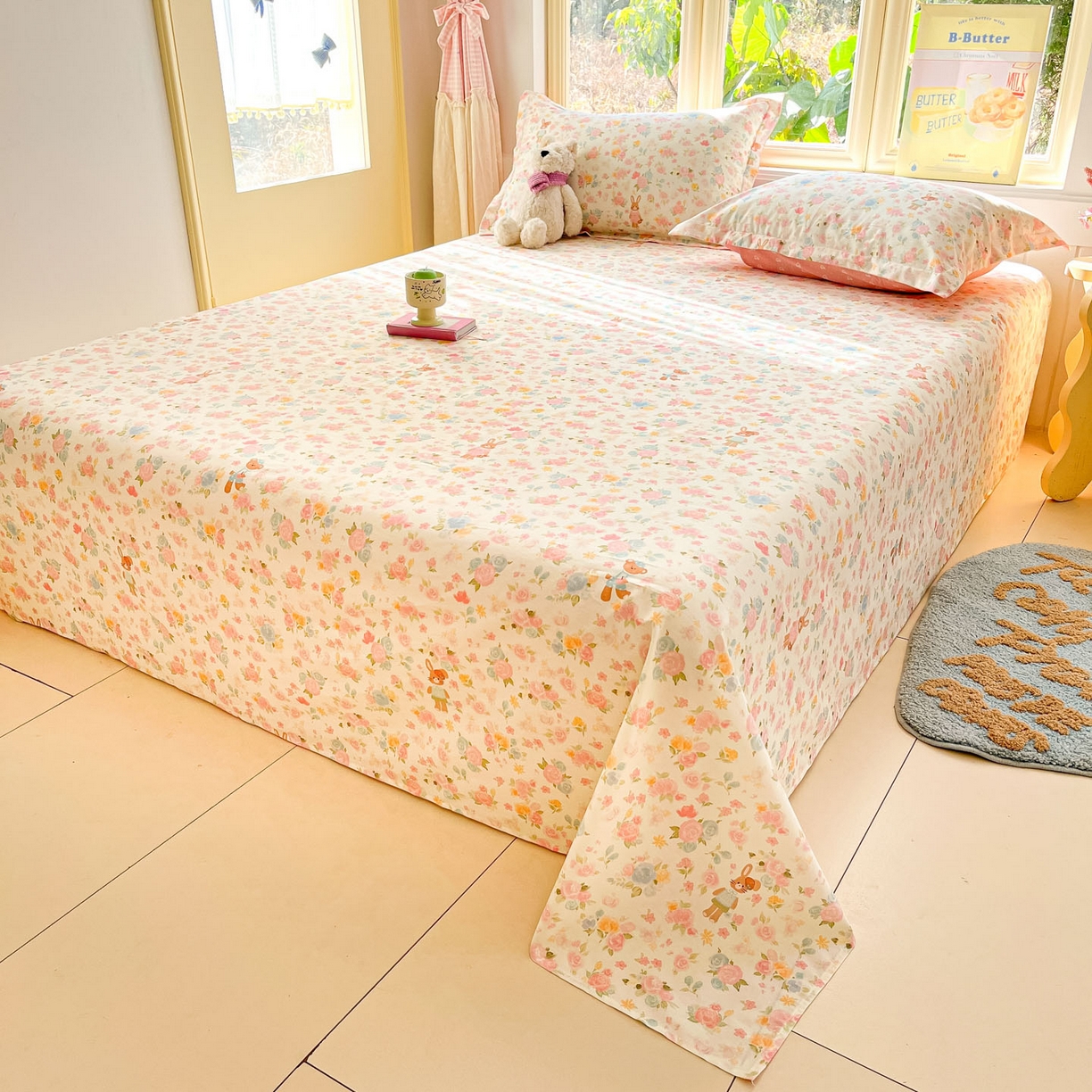 91家纺网 家纺一手货源 找家纺 莱通家纺 2026春夏新款全棉12868印花四件套单品系列-单床单 梦露乐园