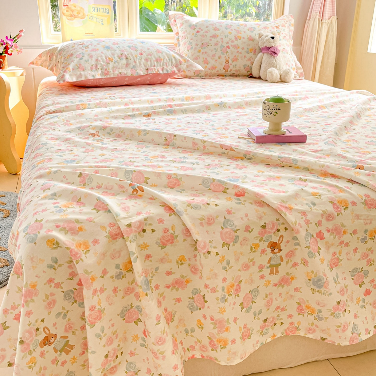 91家纺网 家纺一手货源 找家纺 莱通家纺 2026春夏新款全棉12868印花四件套单品系列-单床单 梦露乐园