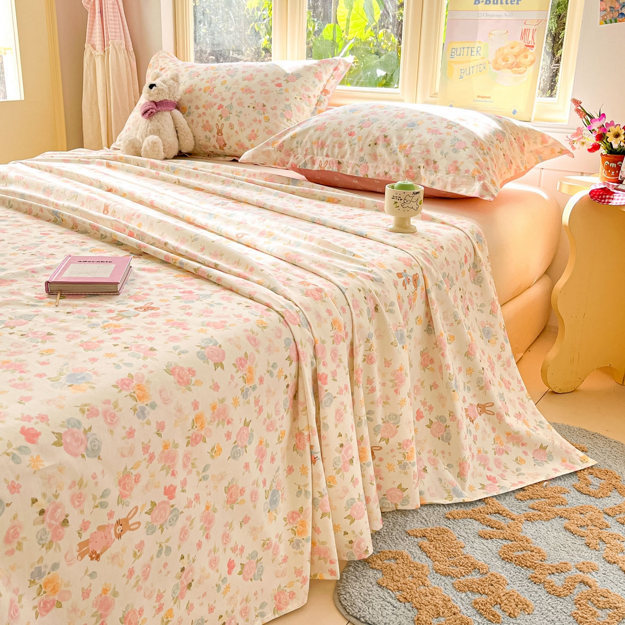 91家纺网 家纺一手货源 找家纺 莱通家纺 2026春夏新款全棉12868印花四件套单品系列-单床单 梦露乐园