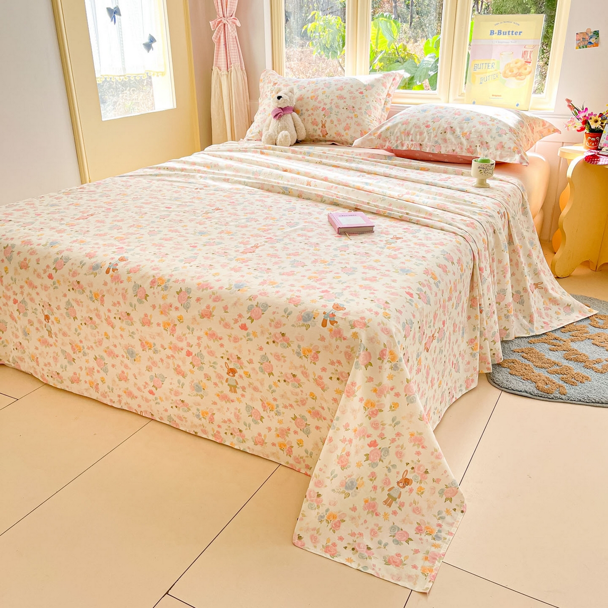 91家纺网 家纺一手货源 找家纺 莱通家纺 2026春夏新款全棉12868印花四件套单品系列-单床单 梦露乐园