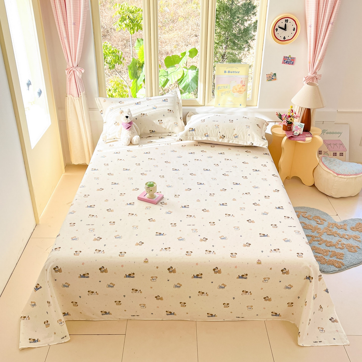 91家纺网 家纺一手货源 找家纺 莱通家纺 2026春夏新款全棉12868印花四件套单品系列-单床单 魔法小柴