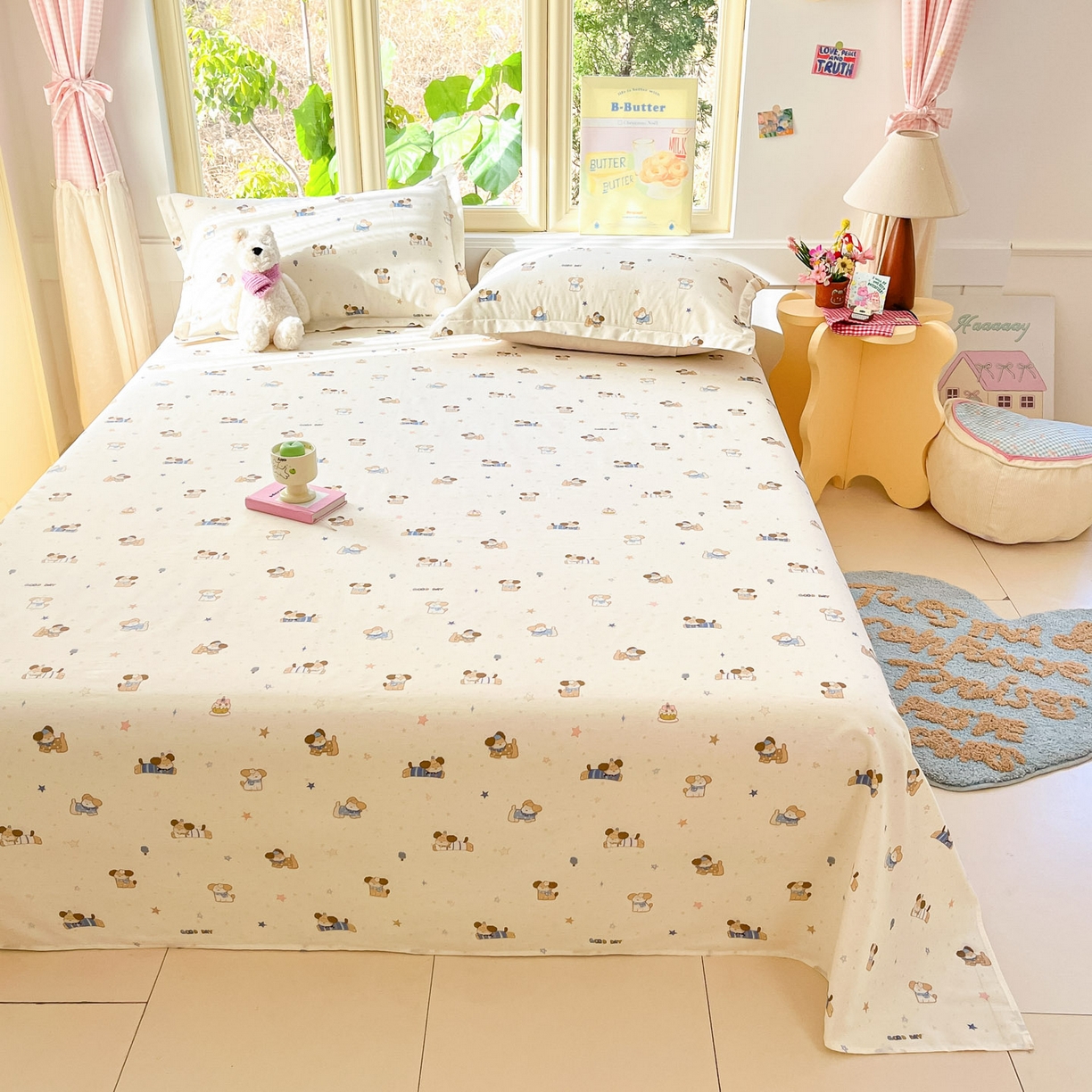 91家纺网 家纺一手货源 找家纺 莱通家纺 2026春夏新款全棉12868印花四件套单品系列-单床单 魔法小柴