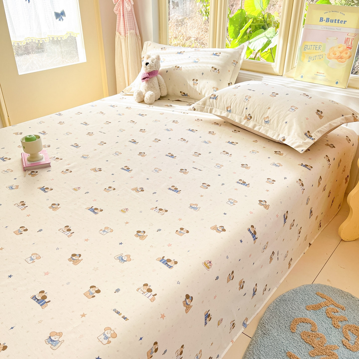 91家纺网 家纺一手货源 找家纺 莱通家纺 2026春夏新款全棉12868印花四件套单品系列-单床单 魔法小柴