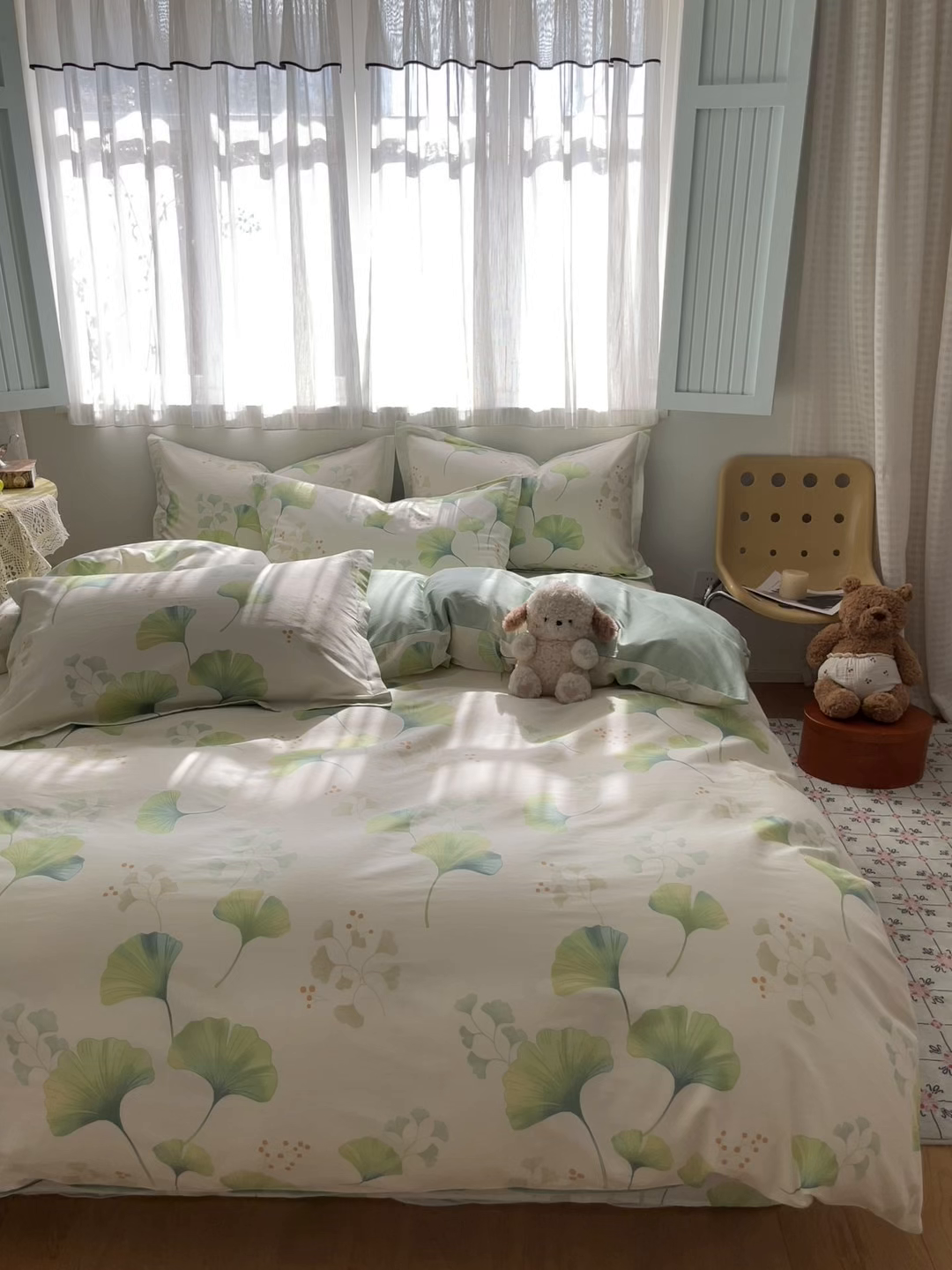 91家纺网 家纺一手货源 找家纺 花梦欣 2026新款全棉纯棉印花单品系列花卉款单被套被套单品单被套 青绿银杏