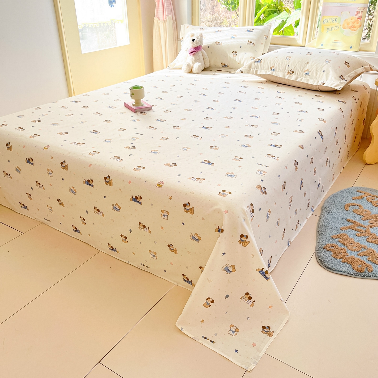 91家纺网 家纺一手货源 找家纺 莱通家纺 2026春夏新款全棉12868印花四件套单品系列-单床单 魔法小柴