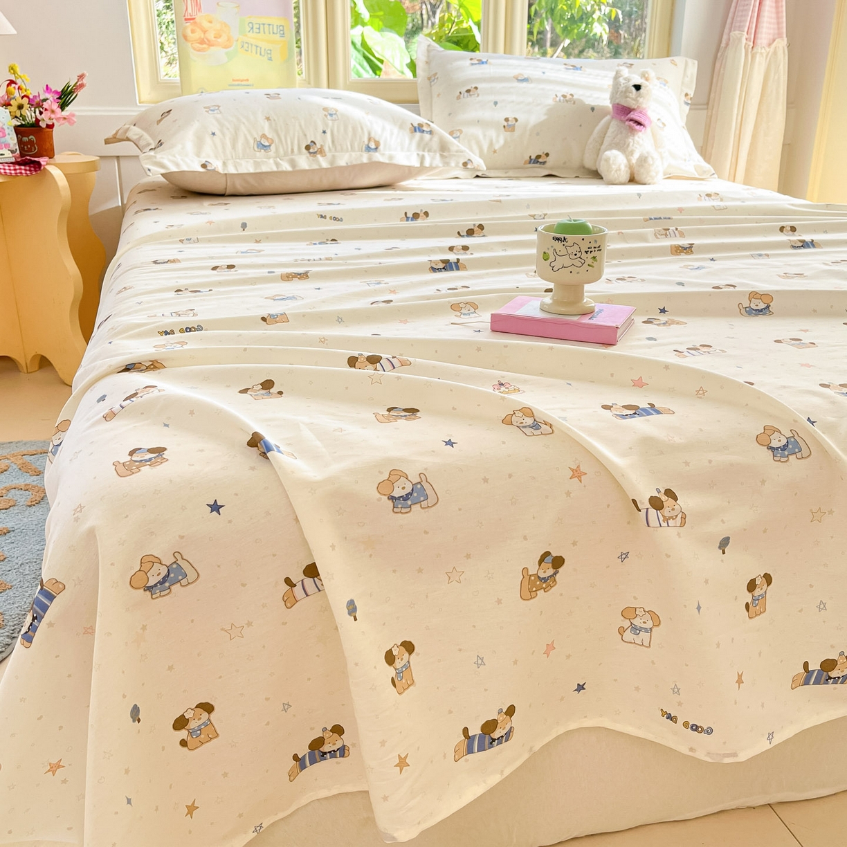 91家纺网 家纺一手货源 找家纺 莱通家纺 2026春夏新款全棉12868印花四件套单品系列-单床单 魔法小柴