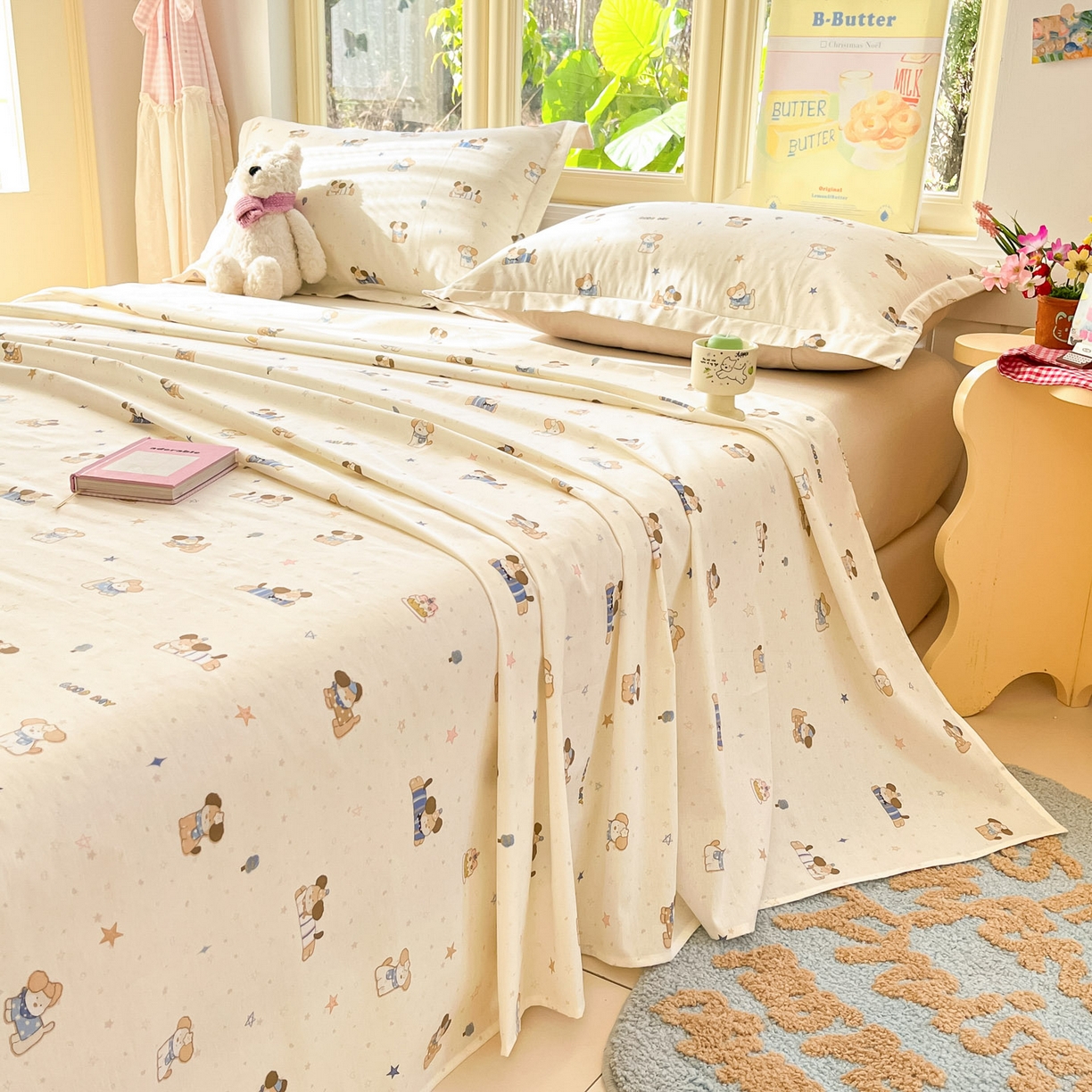 91家纺网 家纺一手货源 找家纺 莱通家纺 2026春夏新款全棉12868印花四件套单品系列-单床单 魔法小柴