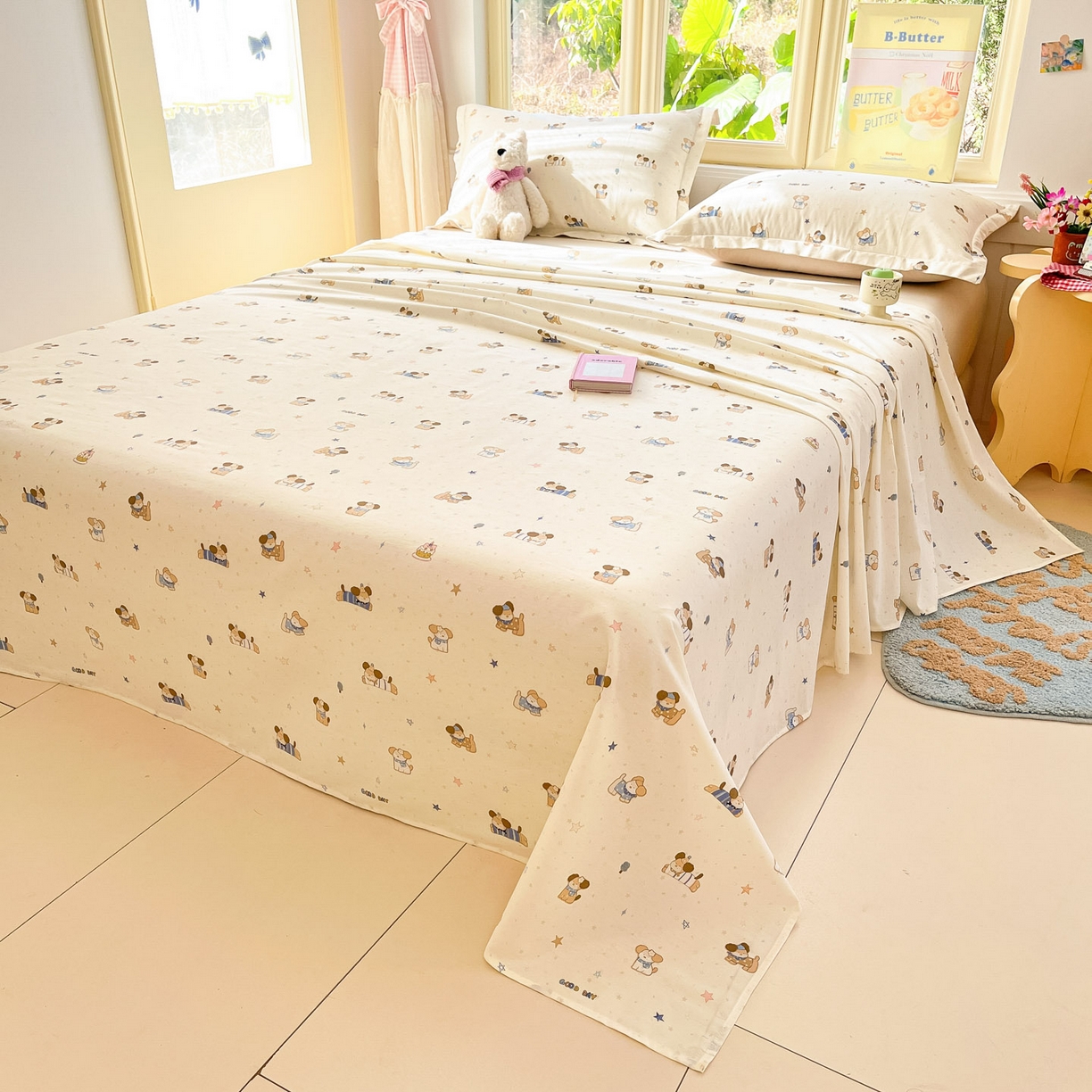 91家纺网 家纺一手货源 找家纺 莱通家纺 2026春夏新款全棉12868印花四件套单品系列-单床单 魔法小柴