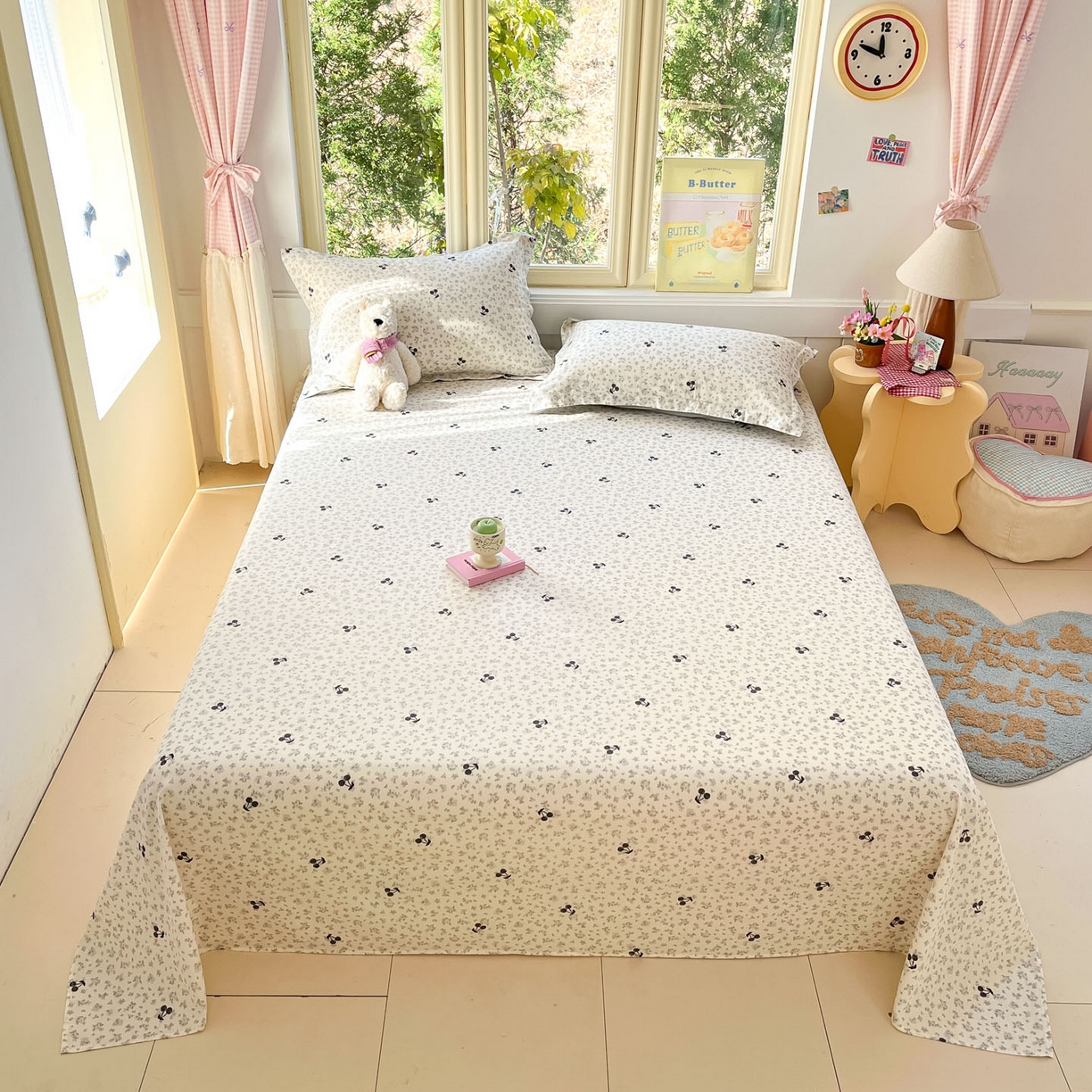 91家纺网 家纺一手货源 找家纺 莱通家纺 2026春夏新款全棉12868印花四件套单品系列-单床单 墨兰樱桃