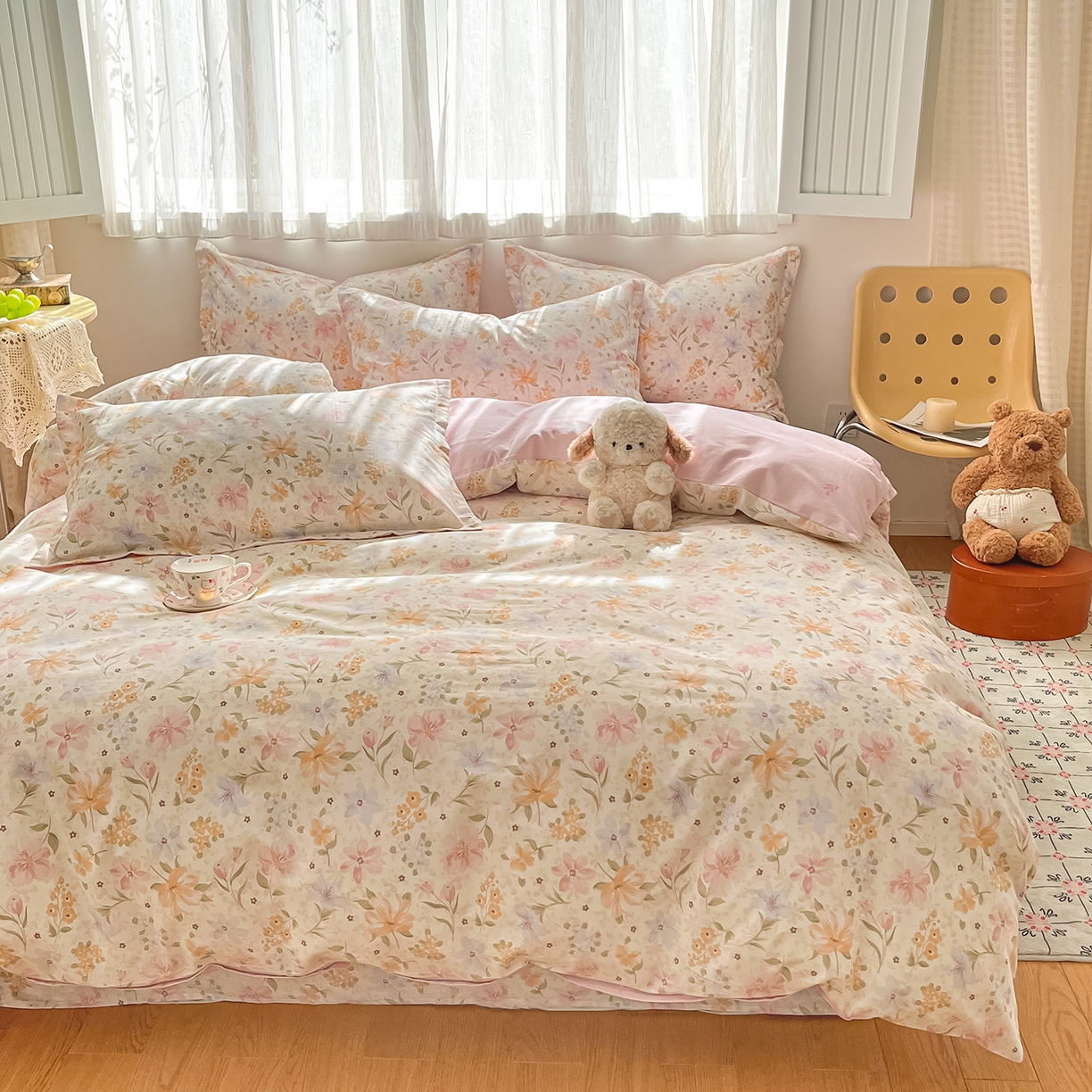 91家纺网 家纺一手货源 找家纺 花梦欣 2026新款全棉纯棉印花单品系列花卉款单被套被套单品单被套 苏糖粉