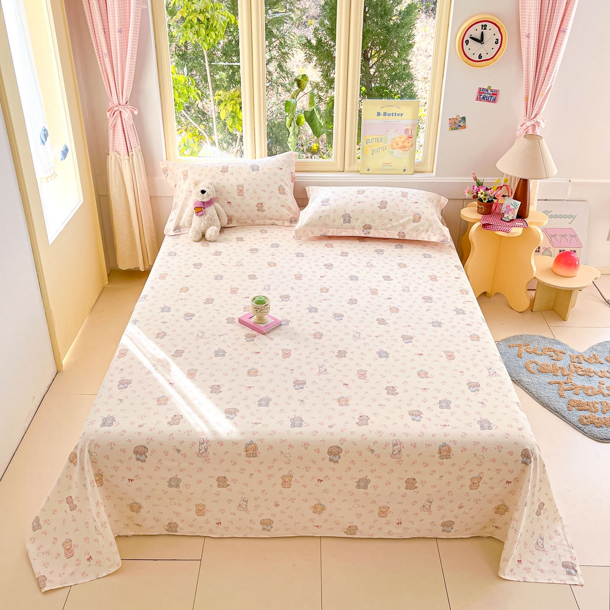 91家纺网 家纺一手货源 找家纺 莱通家纺 2026春夏新款全棉12868印花四件套单品系列-单床单 奶酪幼儿园