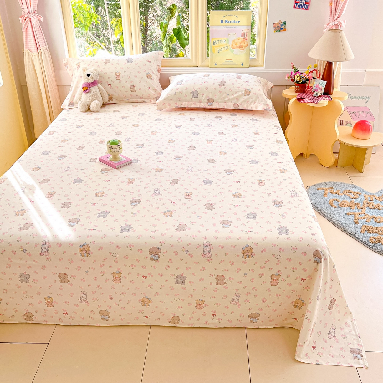 91家纺网 家纺一手货源 找家纺 莱通家纺 2026春夏新款全棉12868印花四件套单品系列-单床单 奶酪幼儿园