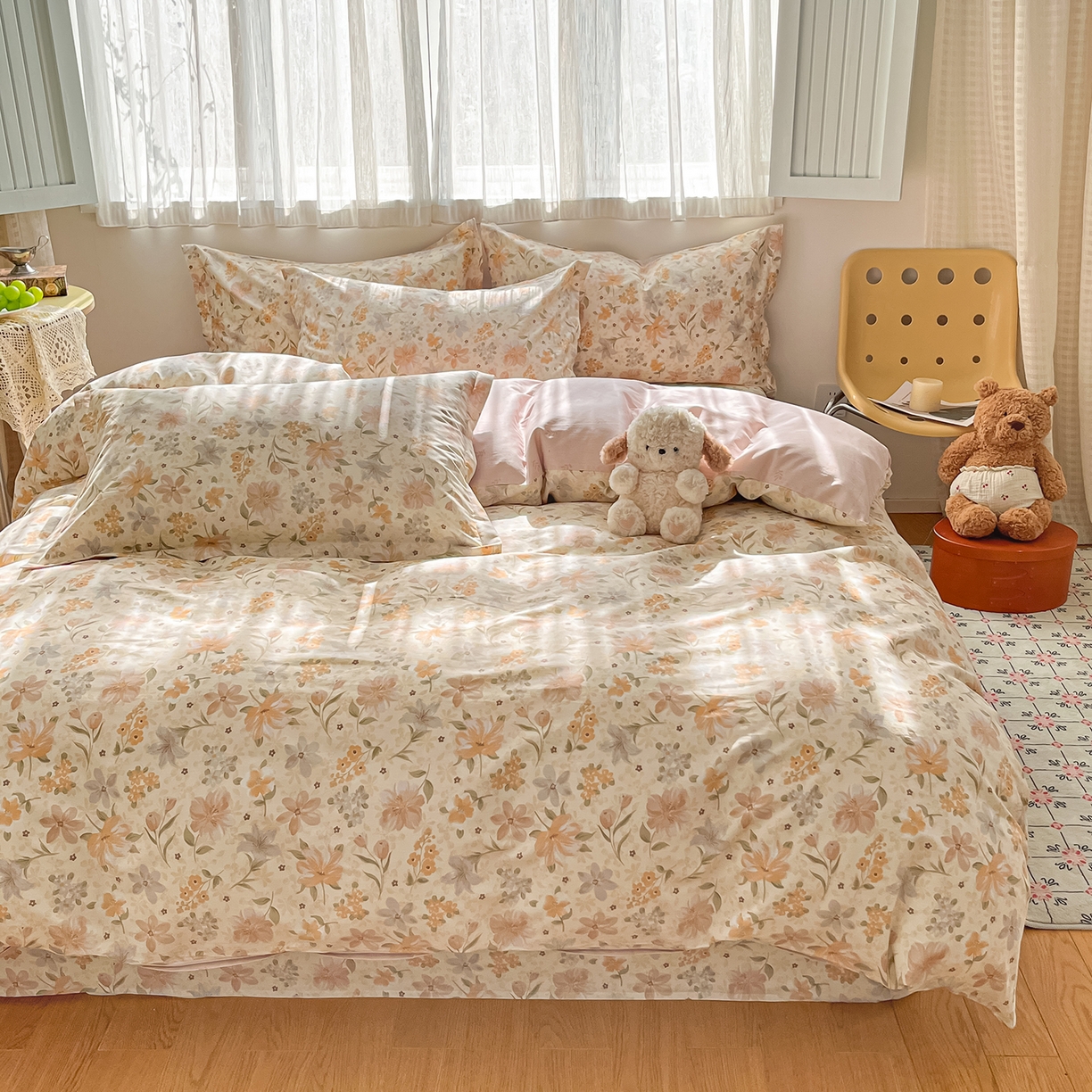 91家纺网 家纺一手货源 找家纺 花梦欣 2026新款全棉纯棉印花单品系列花卉款单被套被套单品单被套 苏糖咖