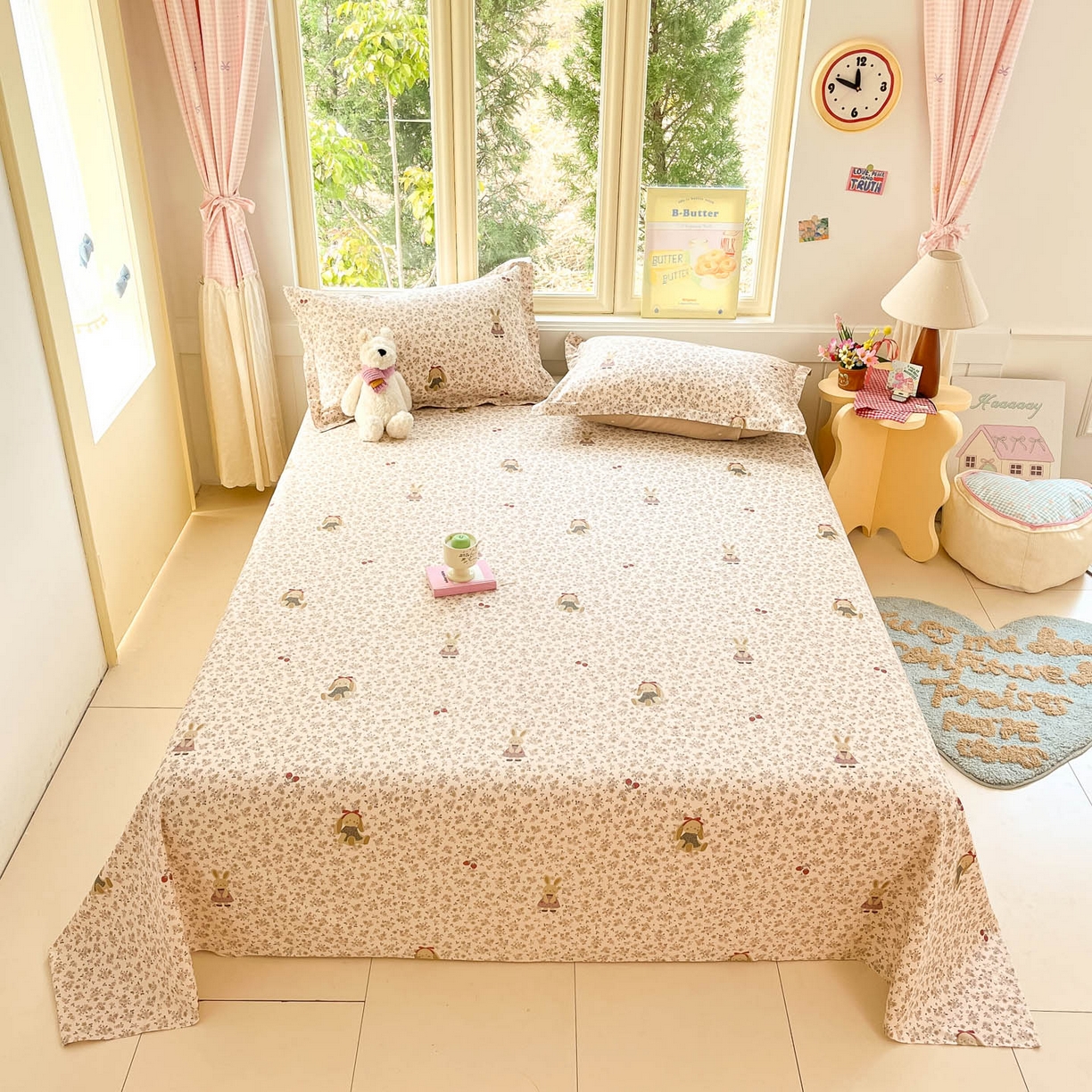 91家纺网 家纺一手货源 找家纺 莱通家纺 2026春夏新款全棉12868印花四件套单品系列-单床单 帕丁顿兔兔