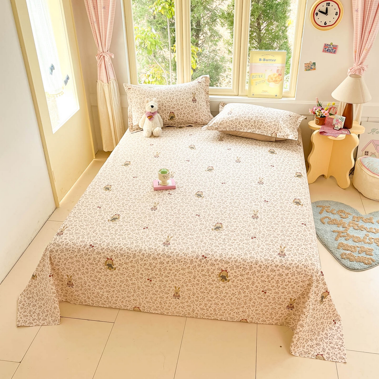 91家纺网 家纺一手货源 找家纺 莱通家纺 2026春夏新款全棉12868印花四件套单品系列-单床单 帕丁顿兔兔