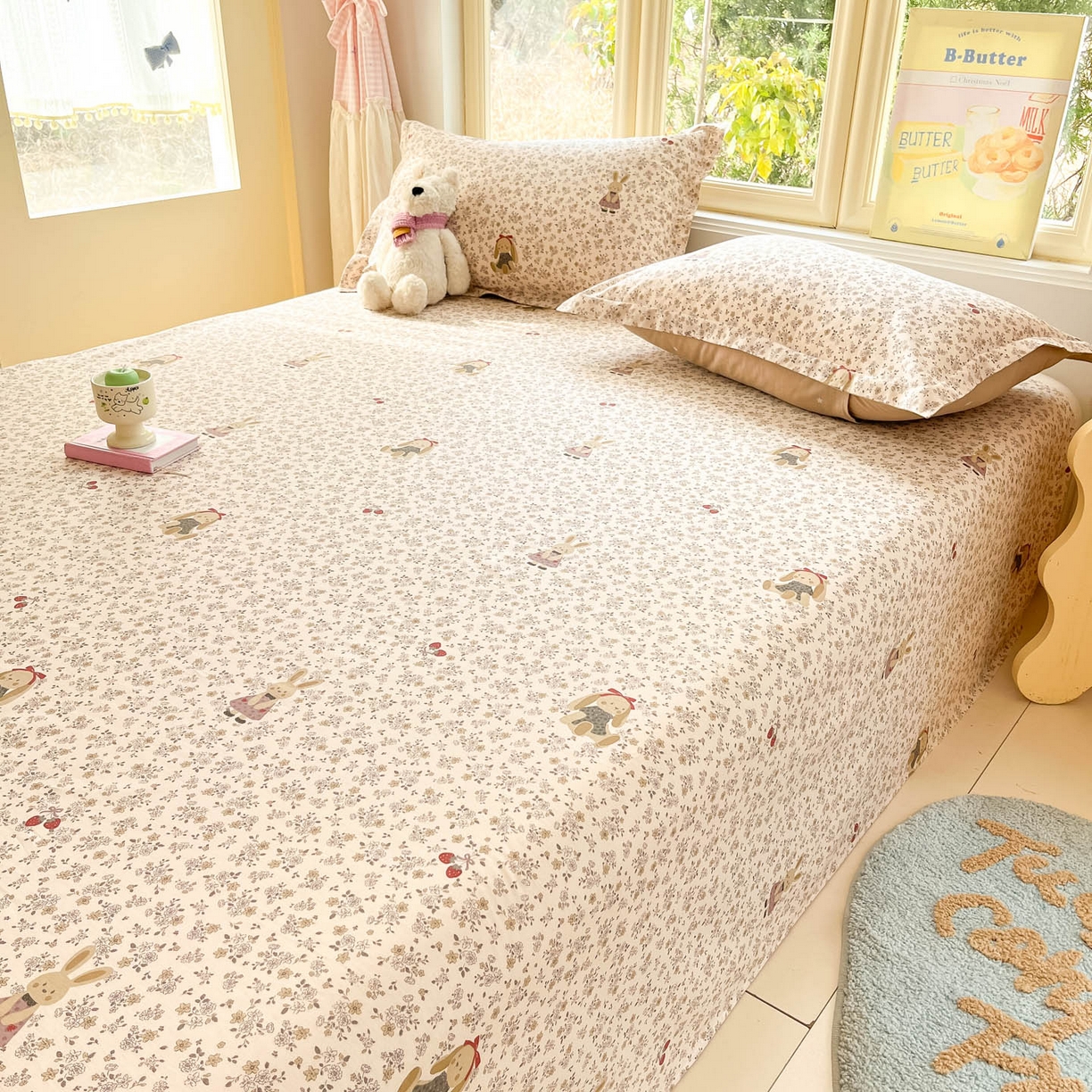 91家纺网 家纺一手货源 找家纺 莱通家纺 2026春夏新款全棉12868印花四件套单品系列-单床单 帕丁顿兔兔