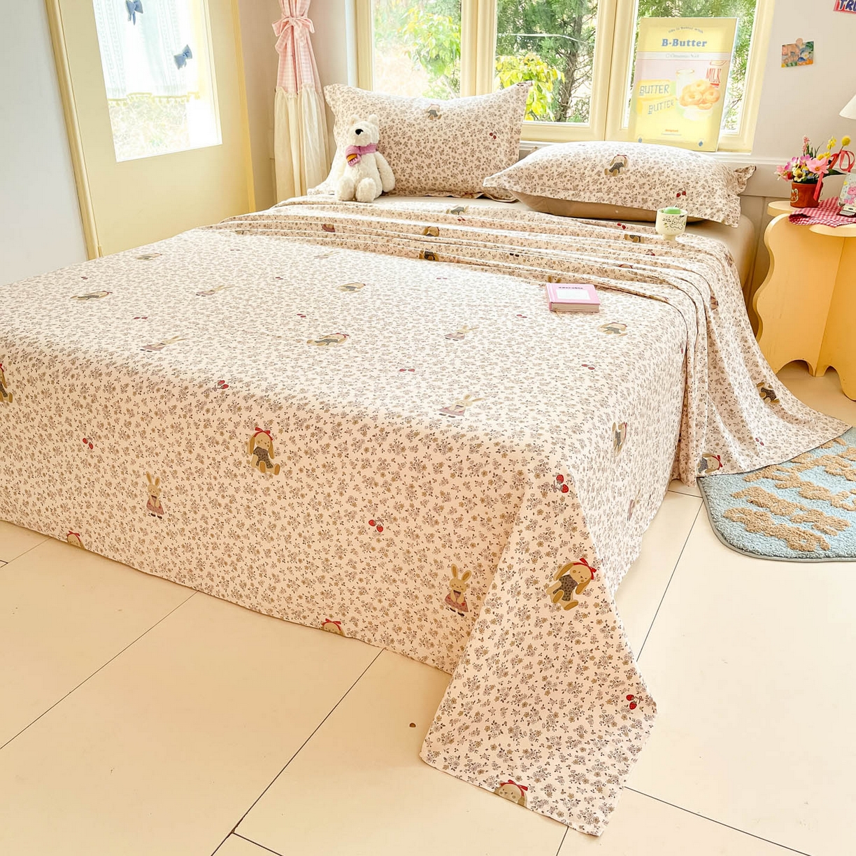 91家纺网 家纺一手货源 找家纺 莱通家纺 2026春夏新款全棉12868印花四件套单品系列-单床单 帕丁顿兔兔