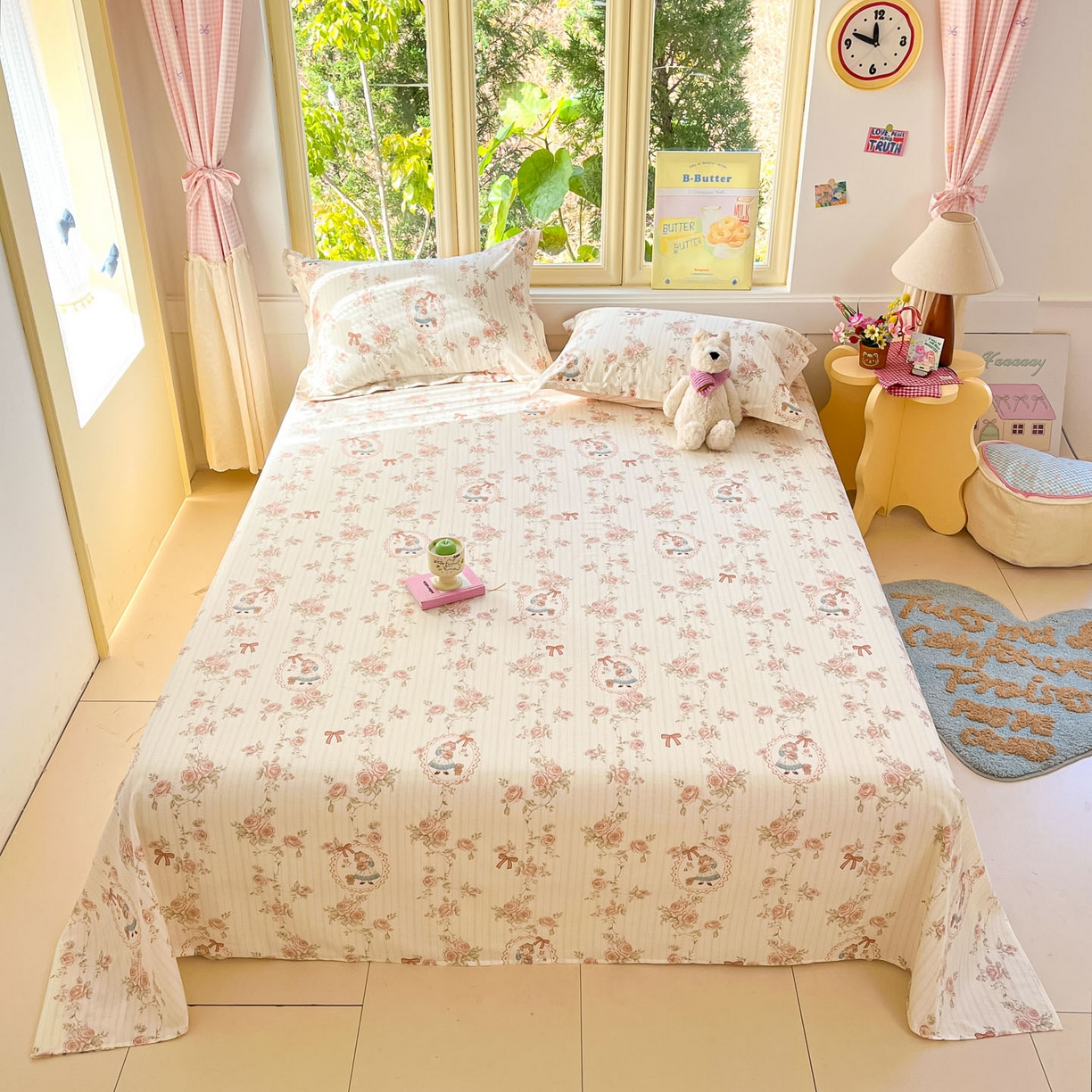 91家纺网 家纺一手货源 找家纺 莱通家纺 2026春夏新款全棉12868印花四件套单品系列-单床单 蔷薇姑娘