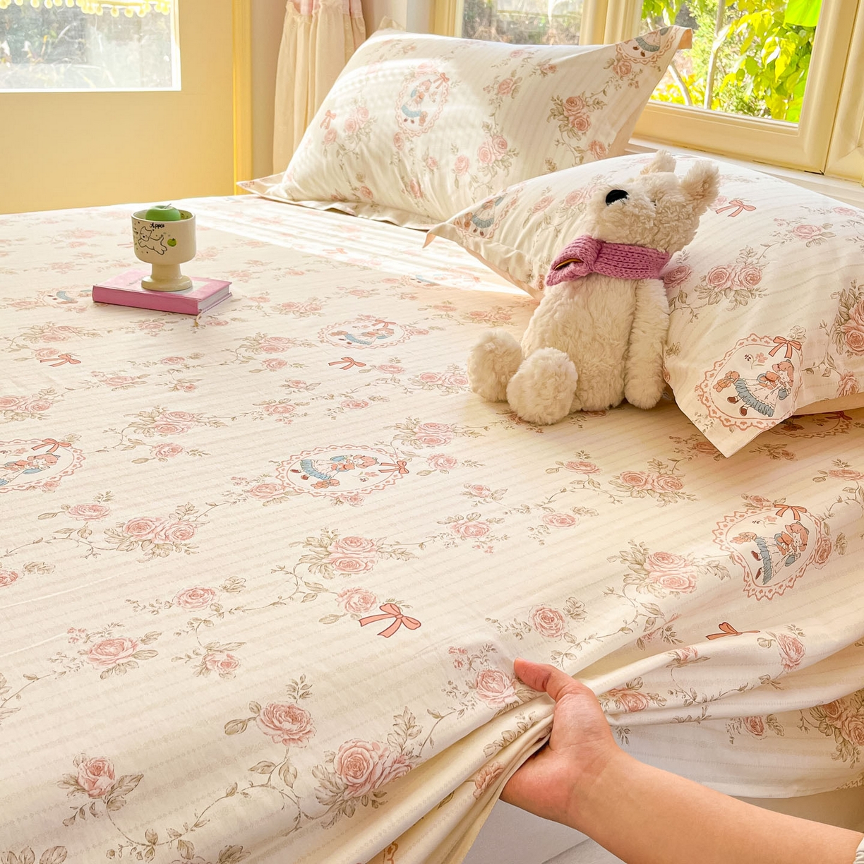 91家纺网 家纺一手货源 找家纺 莱通家纺 2026春夏新款全棉12868印花四件套单品系列-单床单 蔷薇姑娘