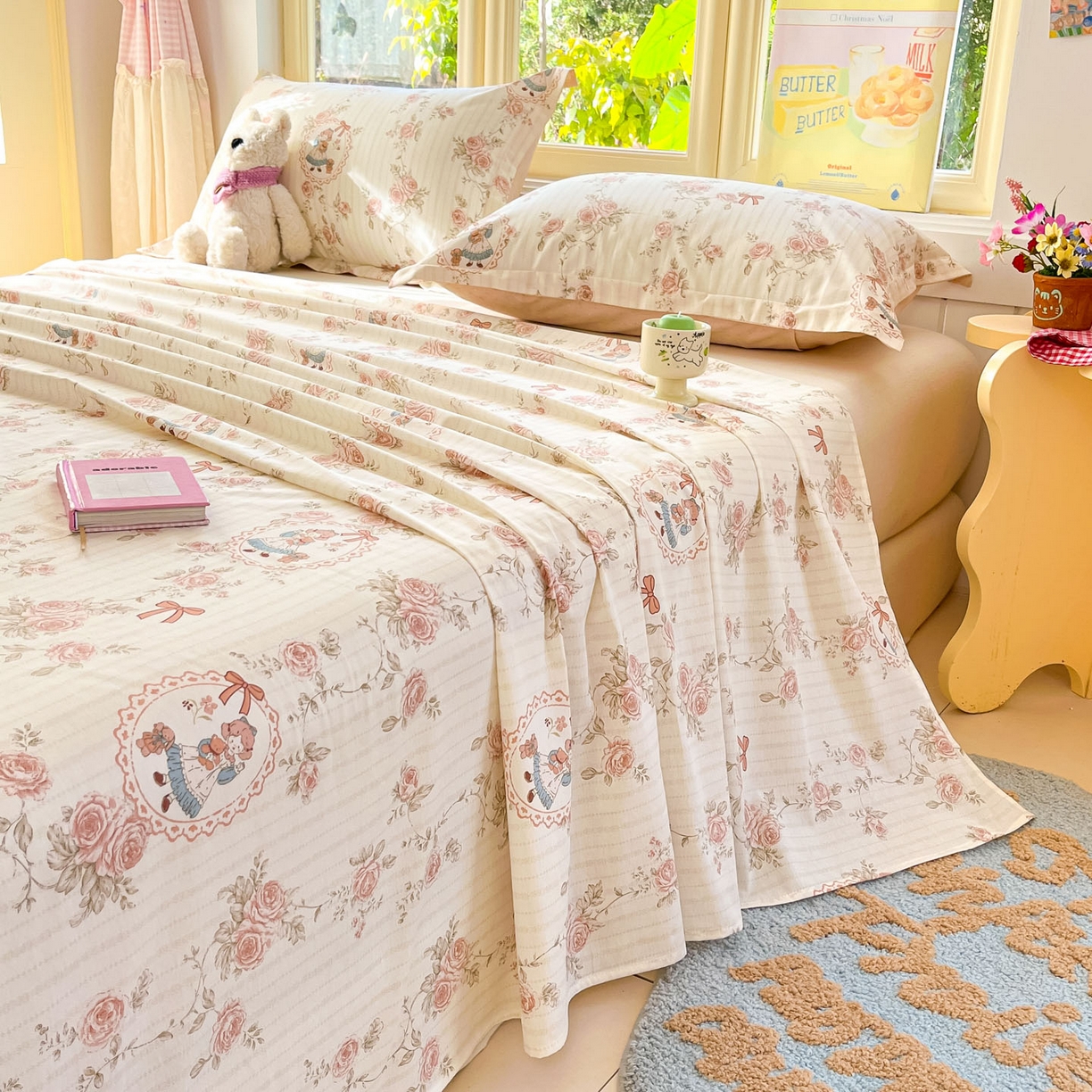 91家纺网 家纺一手货源 找家纺 莱通家纺 2026春夏新款全棉12868印花四件套单品系列-单床单 蔷薇姑娘