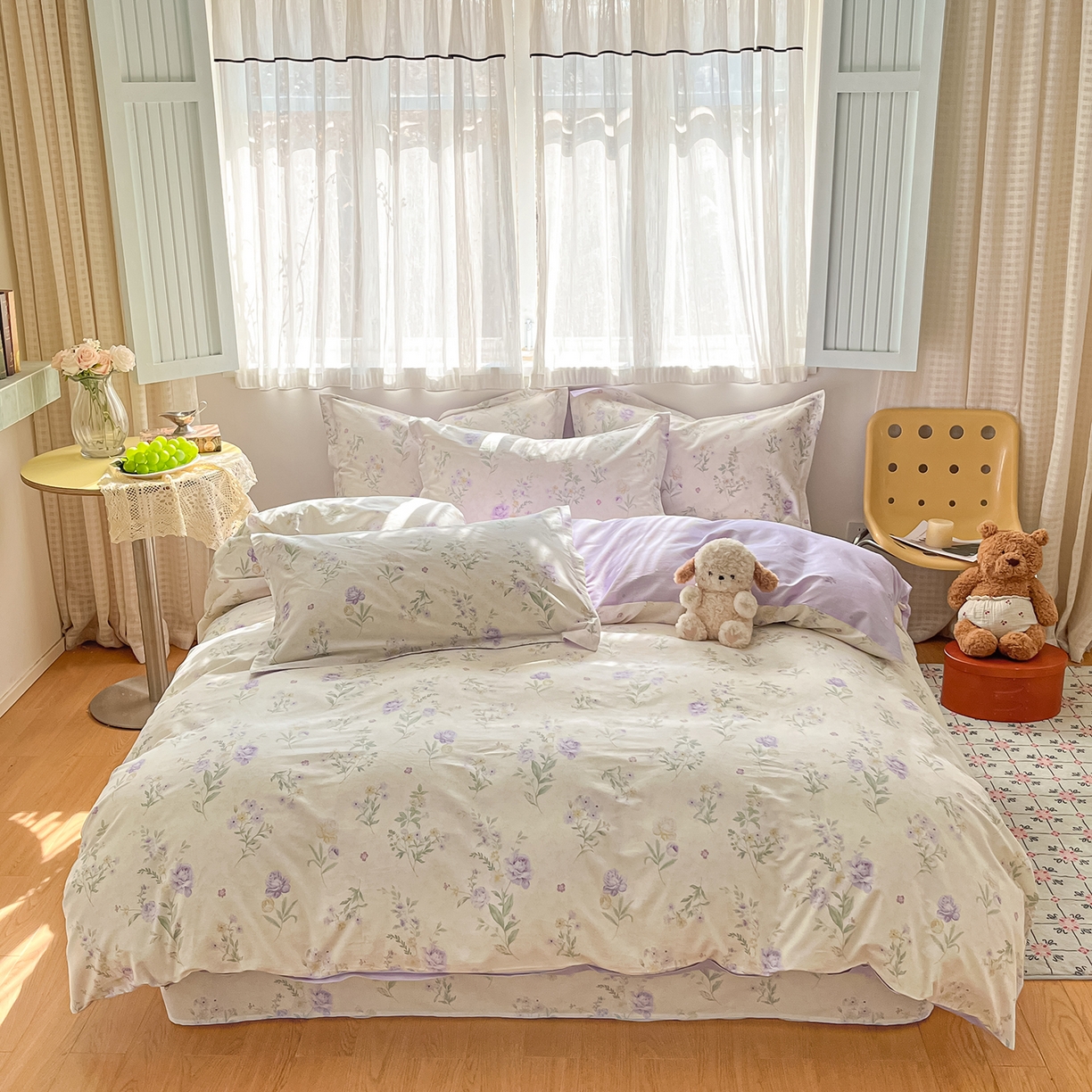 花梦欣 2026新款全棉纯棉印花单品系列花卉款单被套被套单品单被套 芜晴花紫