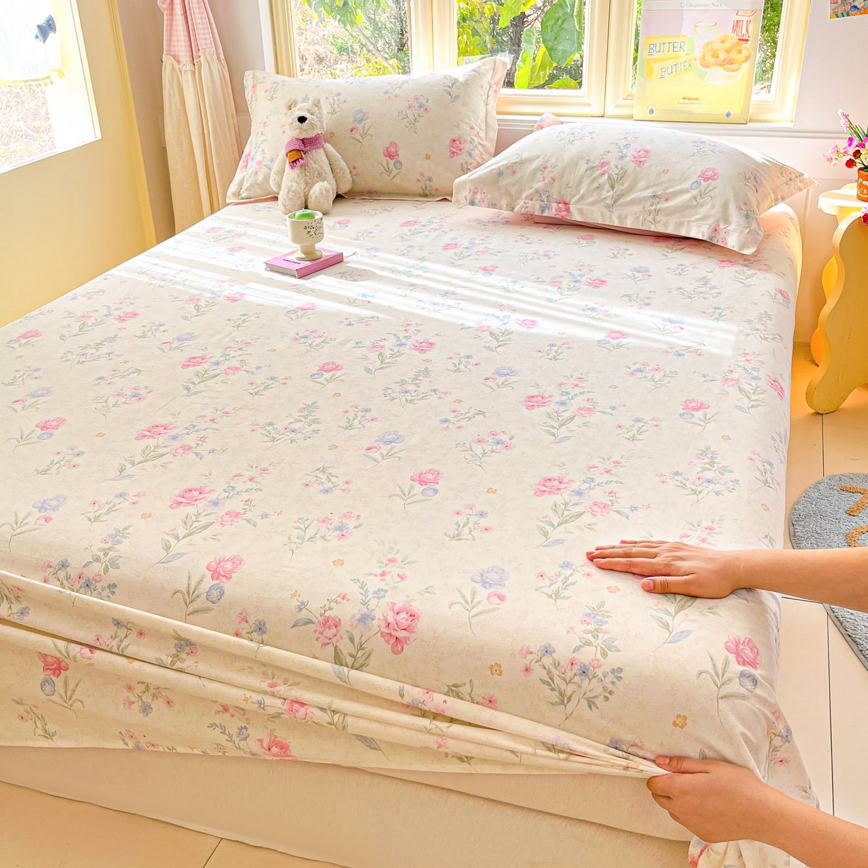 莱通家纺 2026春夏新款全棉12868印花四件套单品系列-单床单 芜晴花