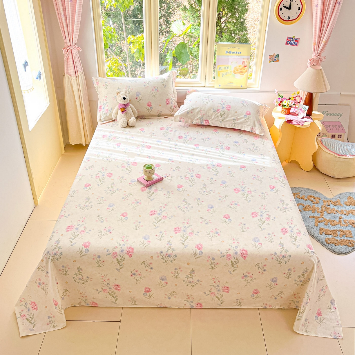 91家纺网 家纺一手货源 找家纺 莱通家纺 2026春夏新款全棉12868印花四件套单品系列-单床单 芜晴花