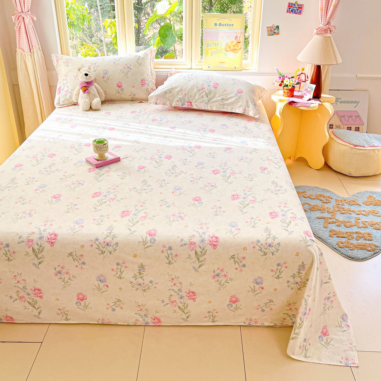 91家纺网 家纺一手货源 找家纺 莱通家纺 2026春夏新款全棉12868印花四件套单品系列-单床单 芜晴花