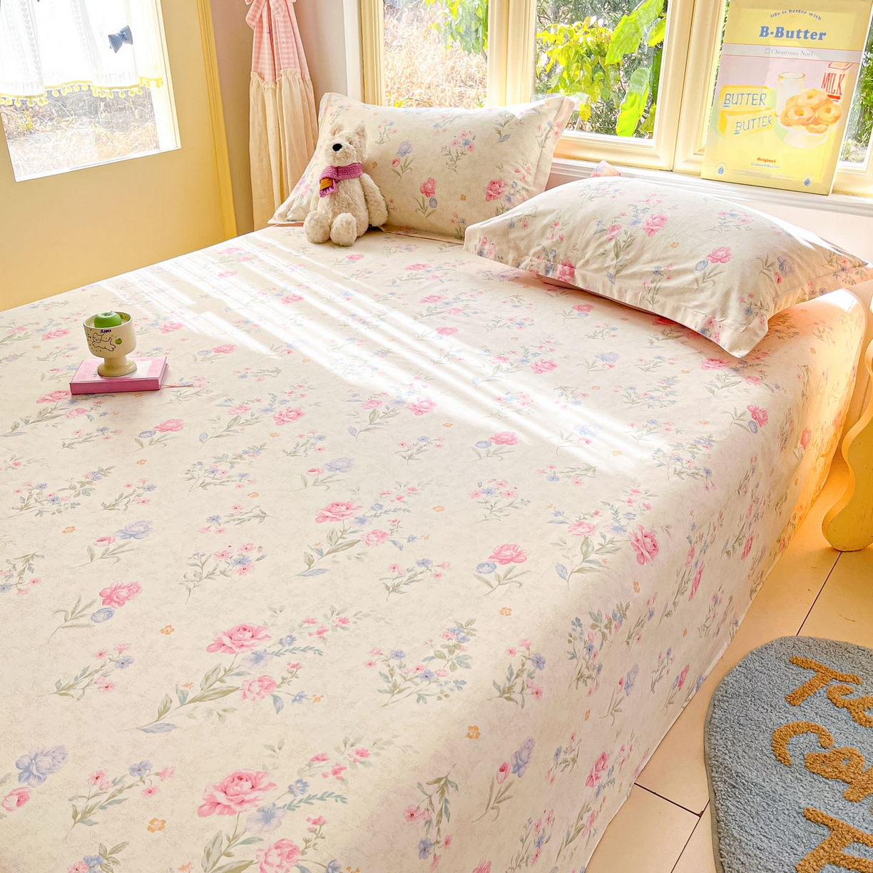 91家纺网 家纺一手货源 找家纺 莱通家纺 2026春夏新款全棉12868印花四件套单品系列-单床单 芜晴花