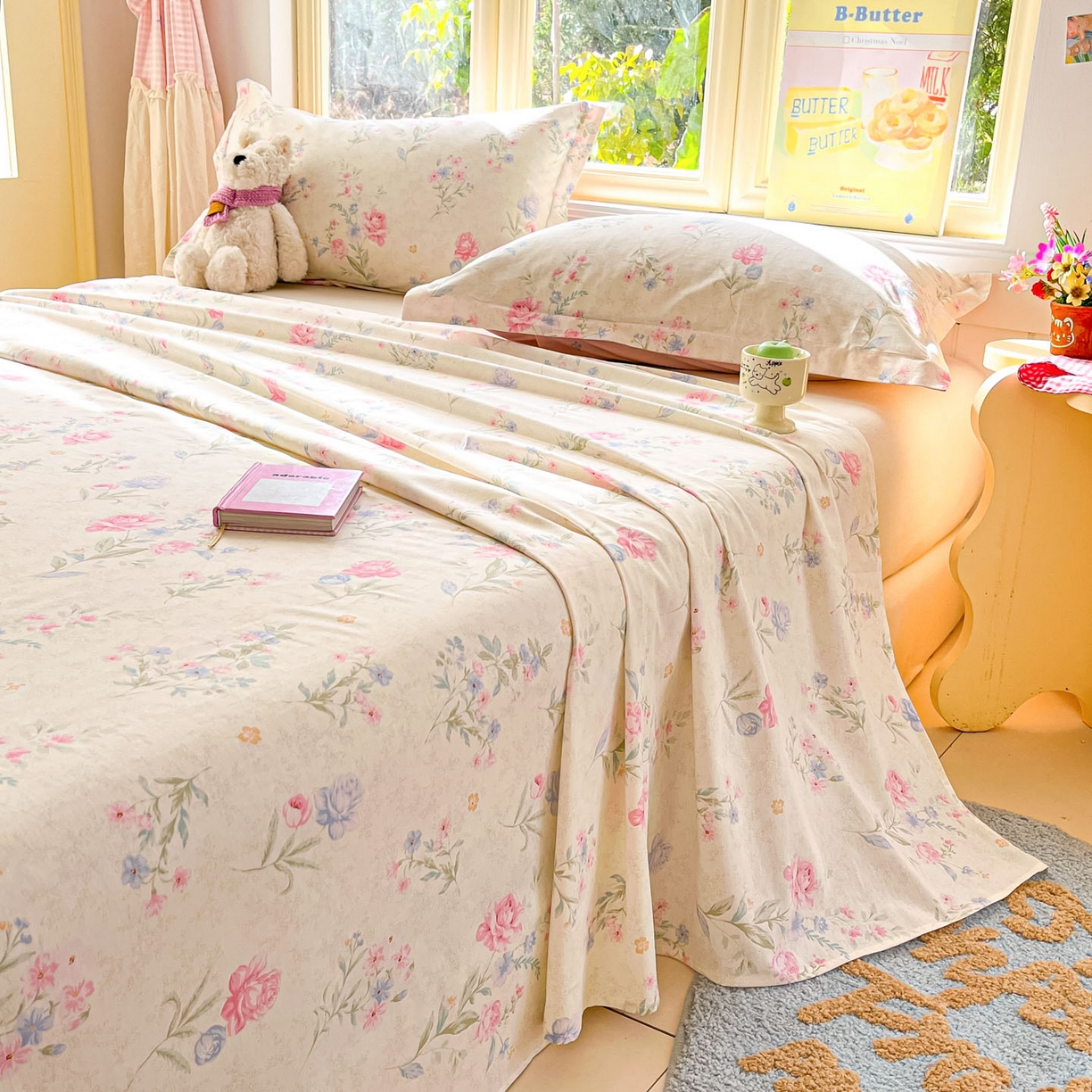 91家纺网 家纺一手货源 找家纺 莱通家纺 2026春夏新款全棉12868印花四件套单品系列-单床单 芜晴花