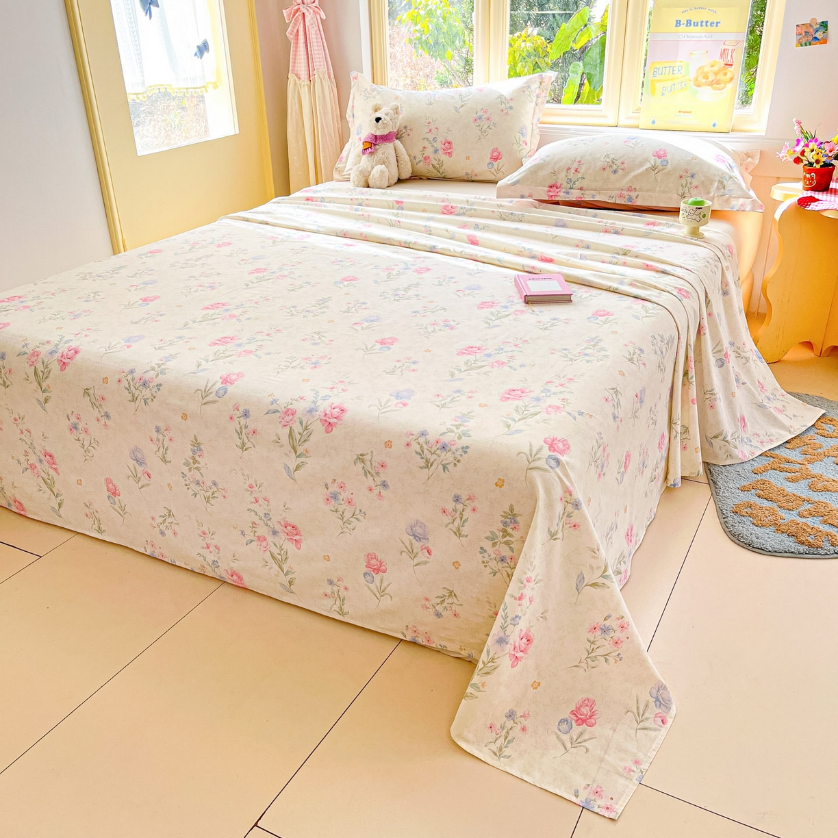 91家纺网 家纺一手货源 找家纺 莱通家纺 2026春夏新款全棉12868印花四件套单品系列-单床单 芜晴花