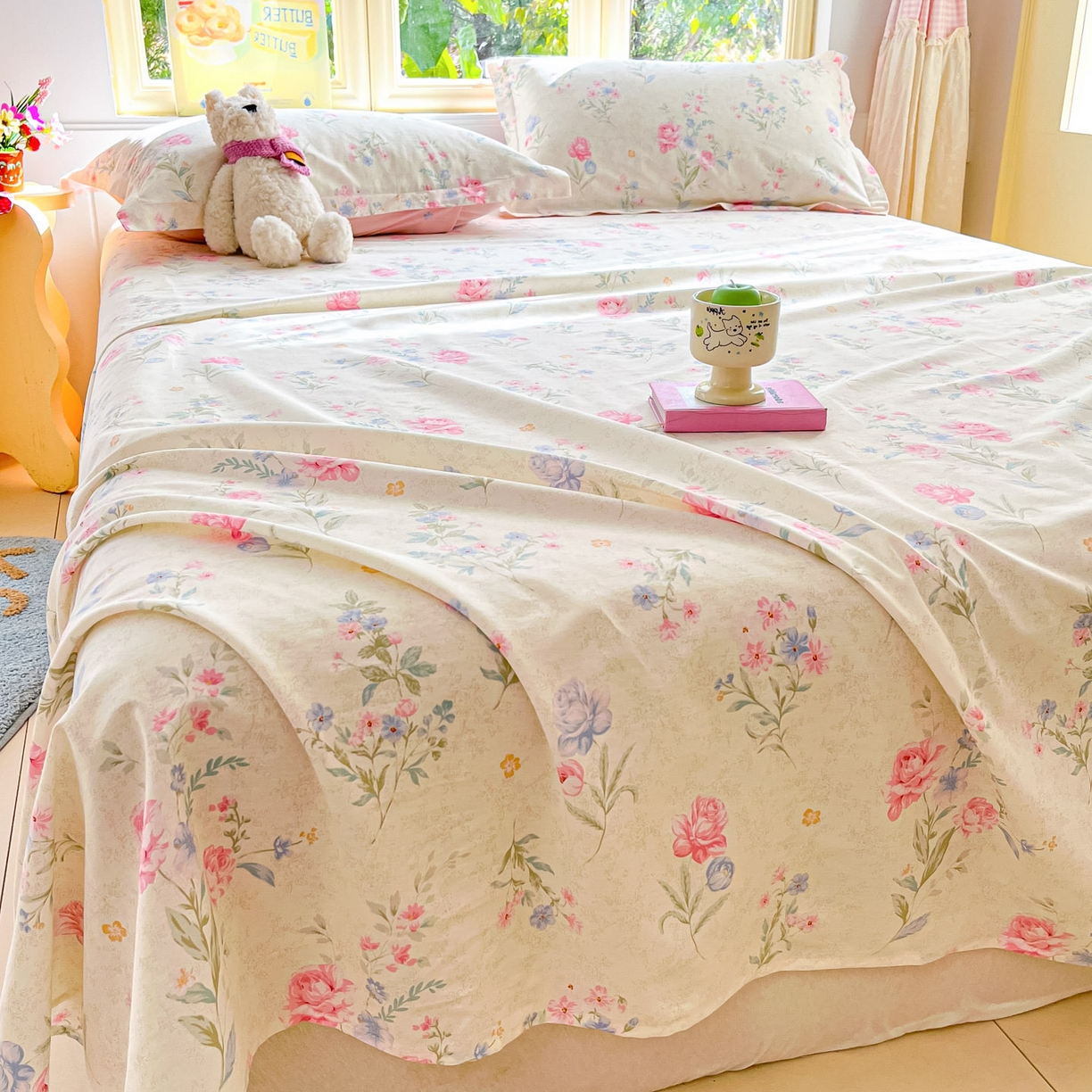 91家纺网 家纺一手货源 找家纺 莱通家纺 2026春夏新款全棉12868印花四件套单品系列-单床单 芜晴花